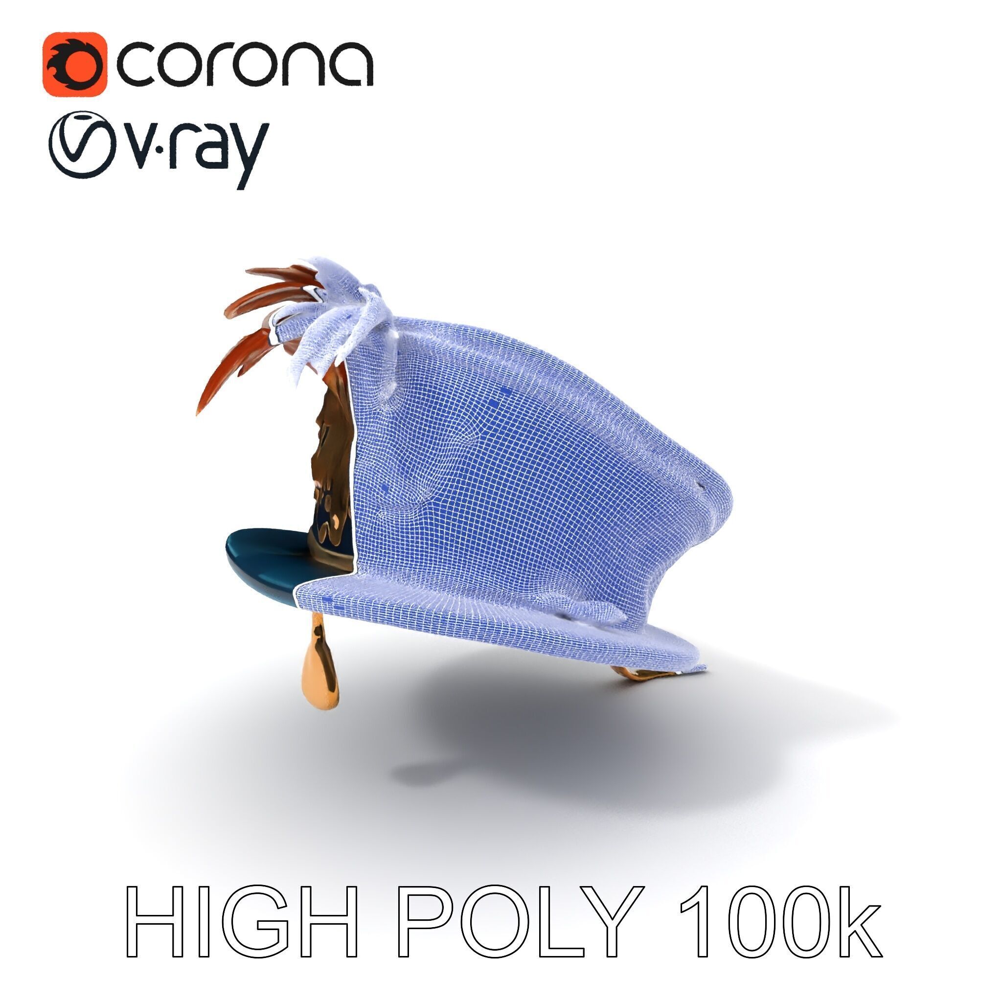 Ornate Military Hat D Model Pack Low-poly 3D model_3