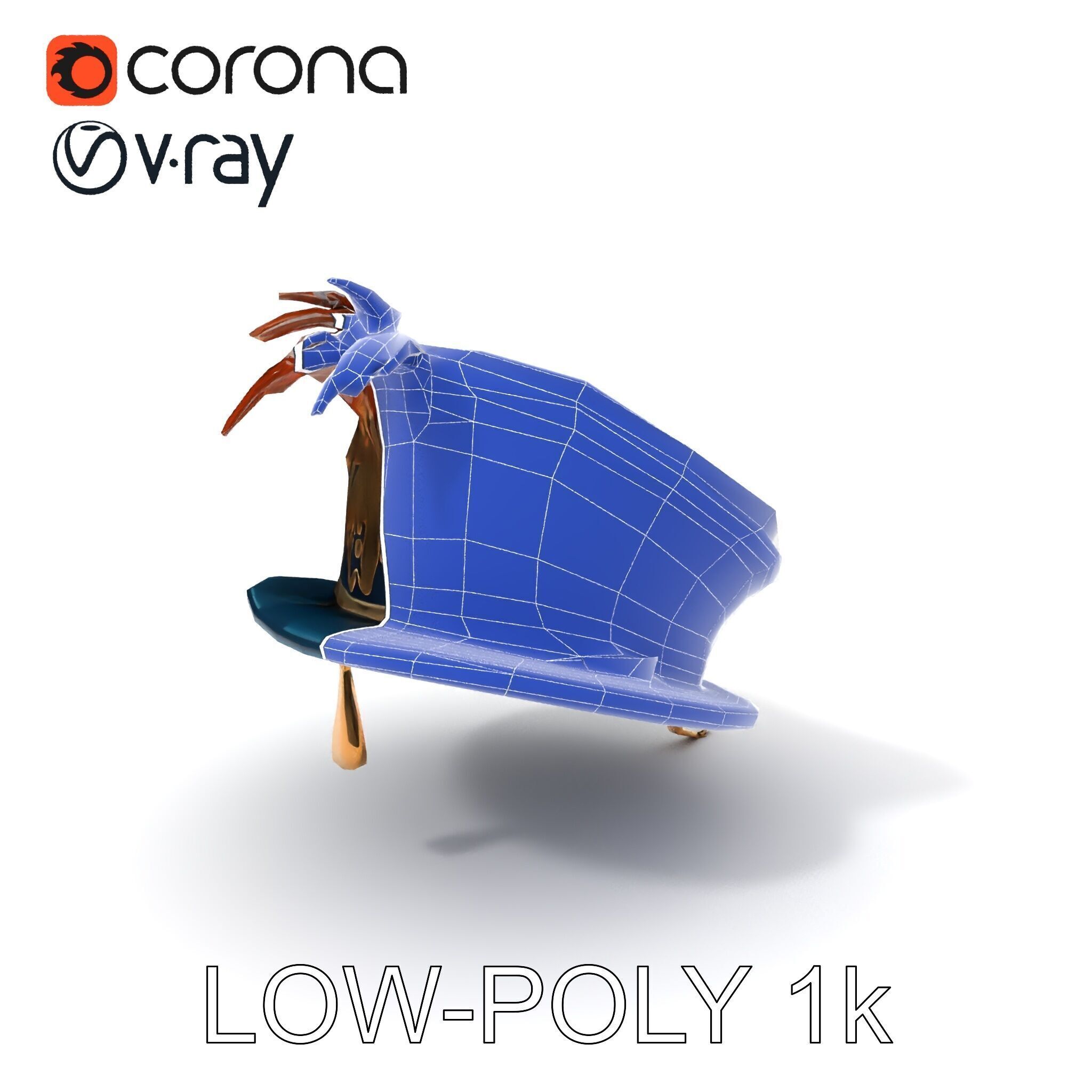 Ornate Military Hat D Model Pack Low-poly 3D model_28