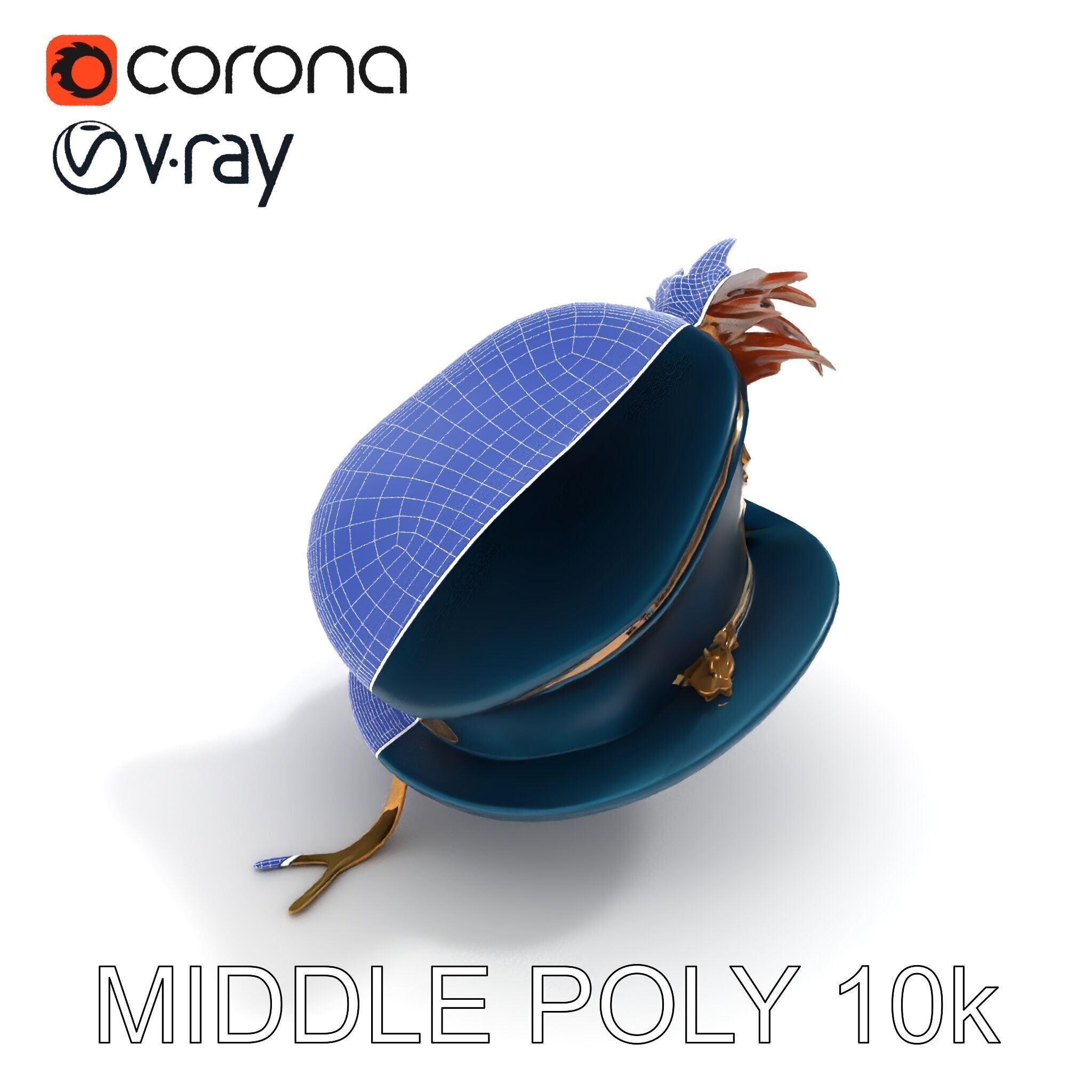 Ornate Military Hat D Model Pack Low-poly 3D model_17