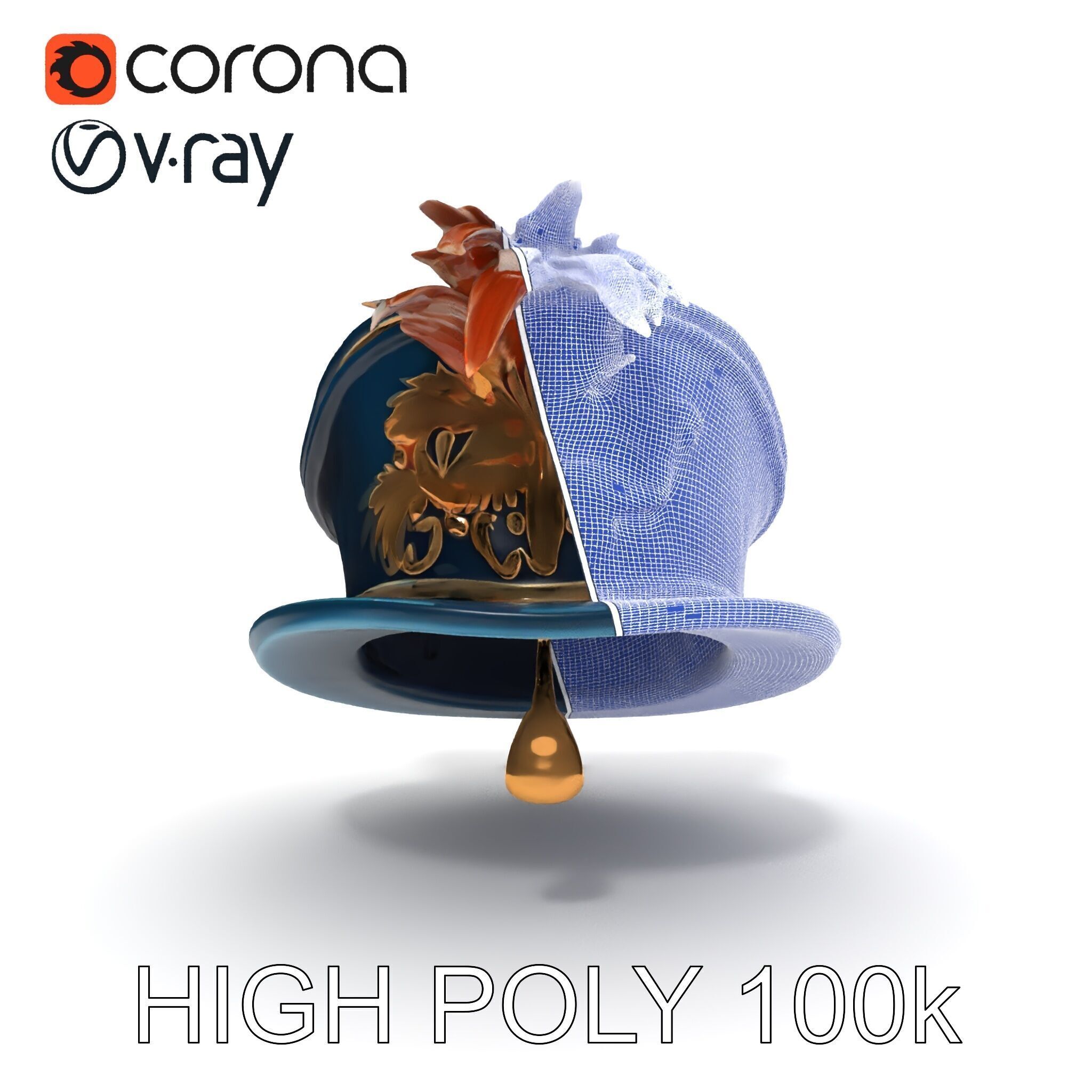 Ornate Military Hat D Model Pack Low-poly 3D model_35