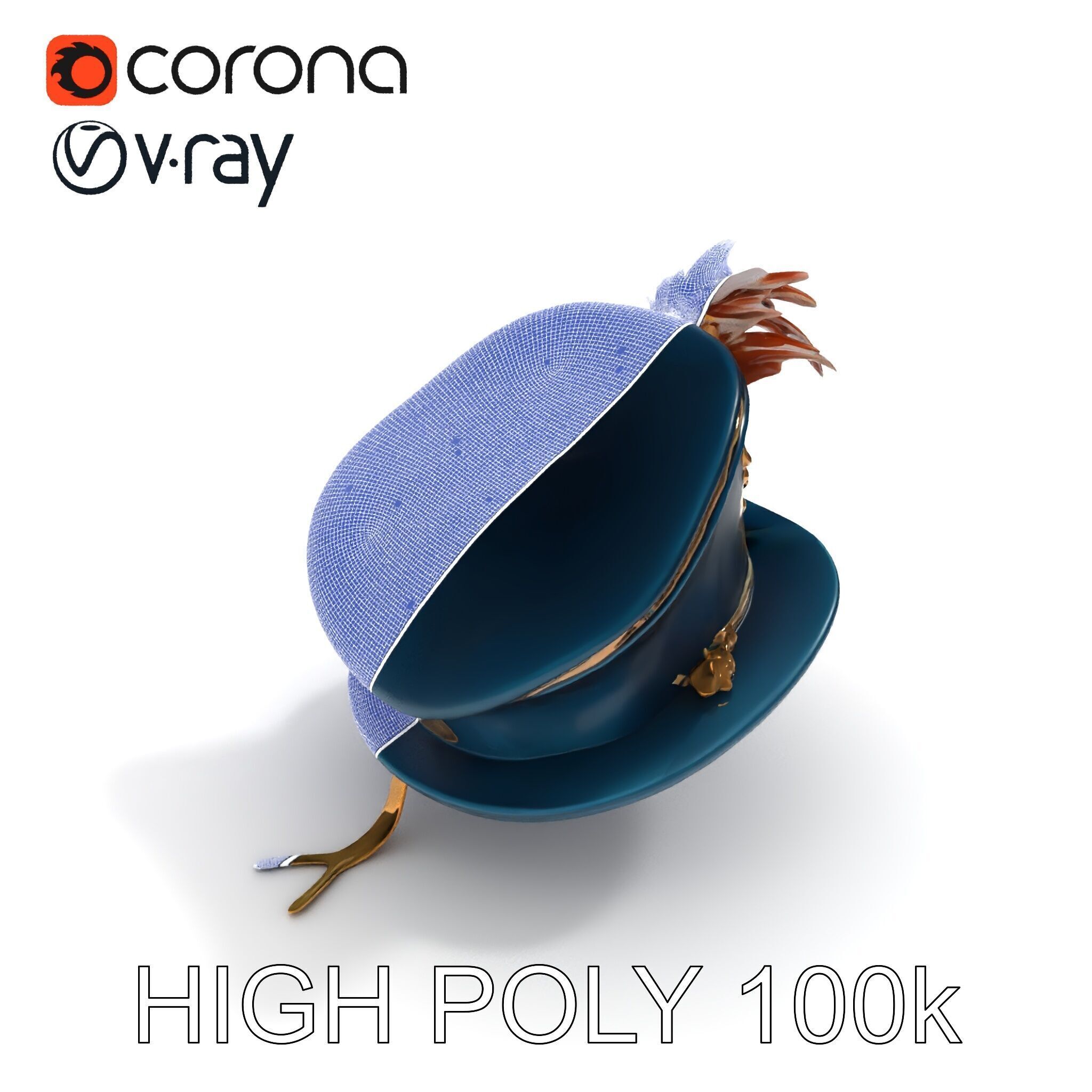 Ornate Military Hat D Model Pack Low-poly 3D model_29