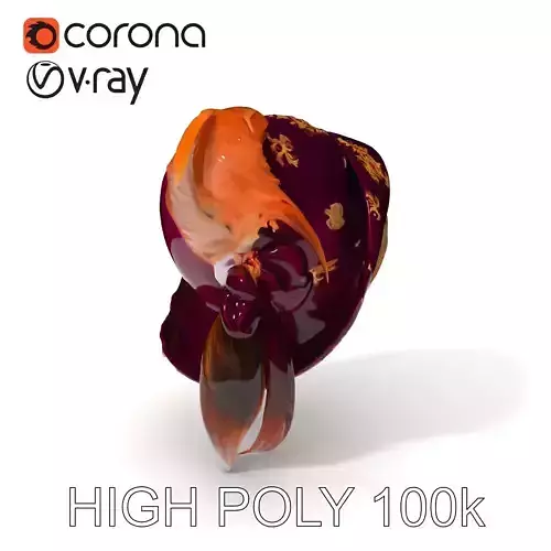 Renaissance Velvet Hat with Gold Embroidery Model Pack