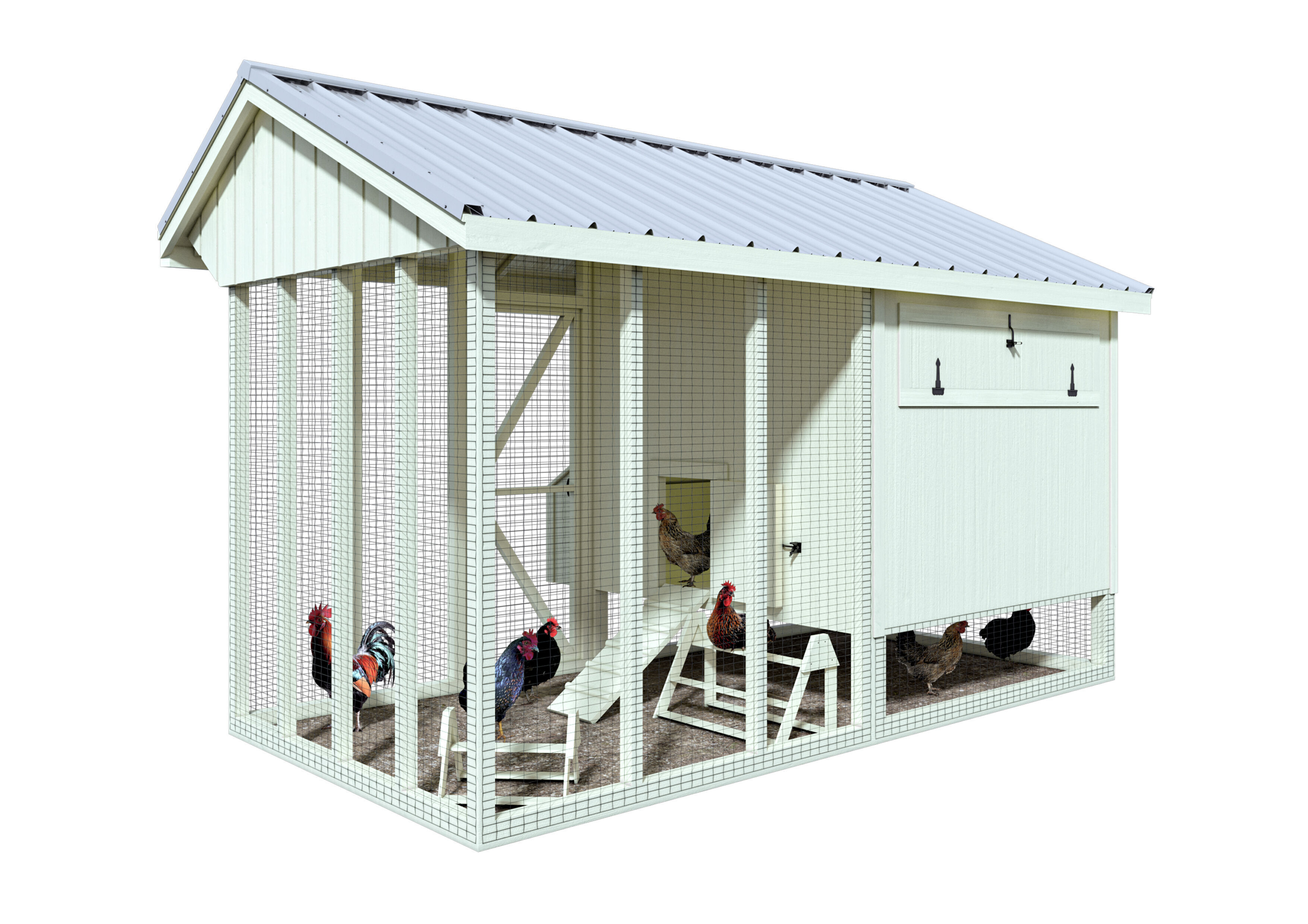 Hen hause white for 14-16 chickens 3D model_2