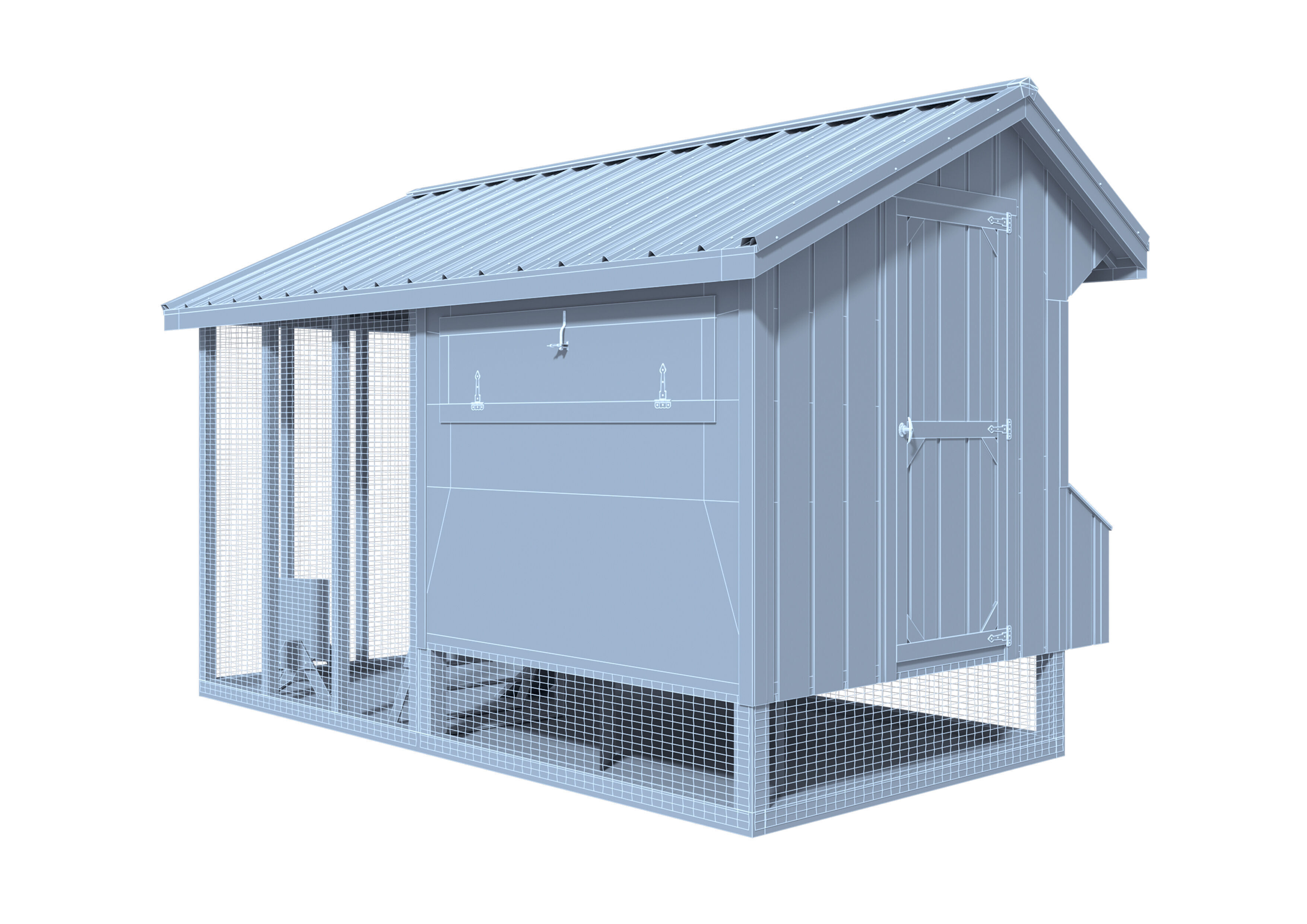 Hen hause white for 14-16 chickens 3D model_5