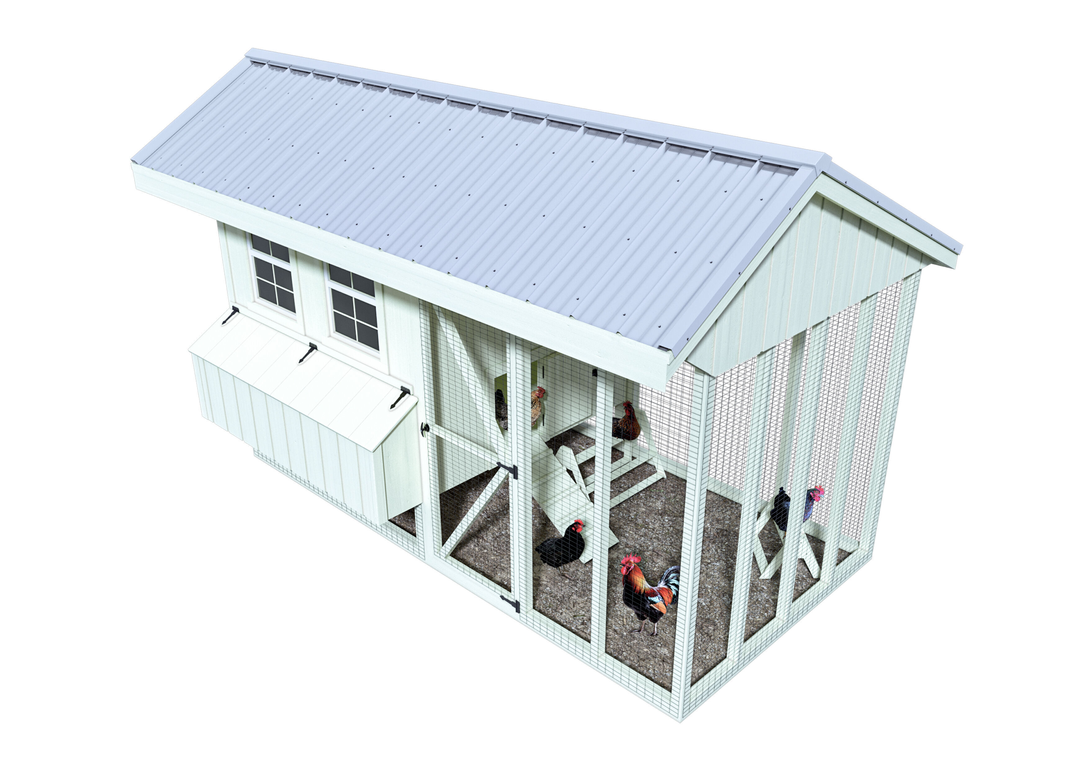 Hen hause white for 14-16 chickens 3D model_3