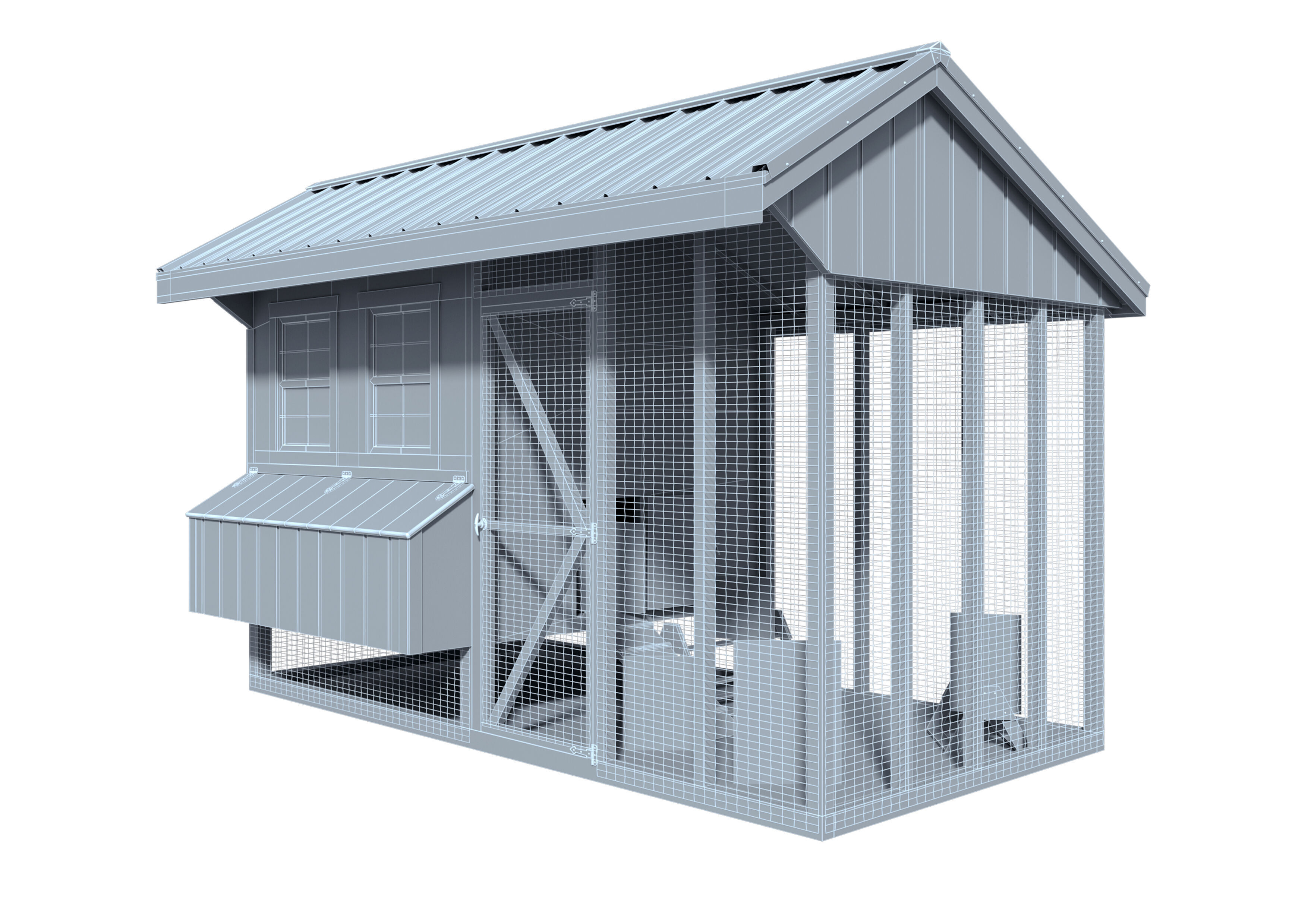 Hen hause white for 14-16 chickens 3D model_4
