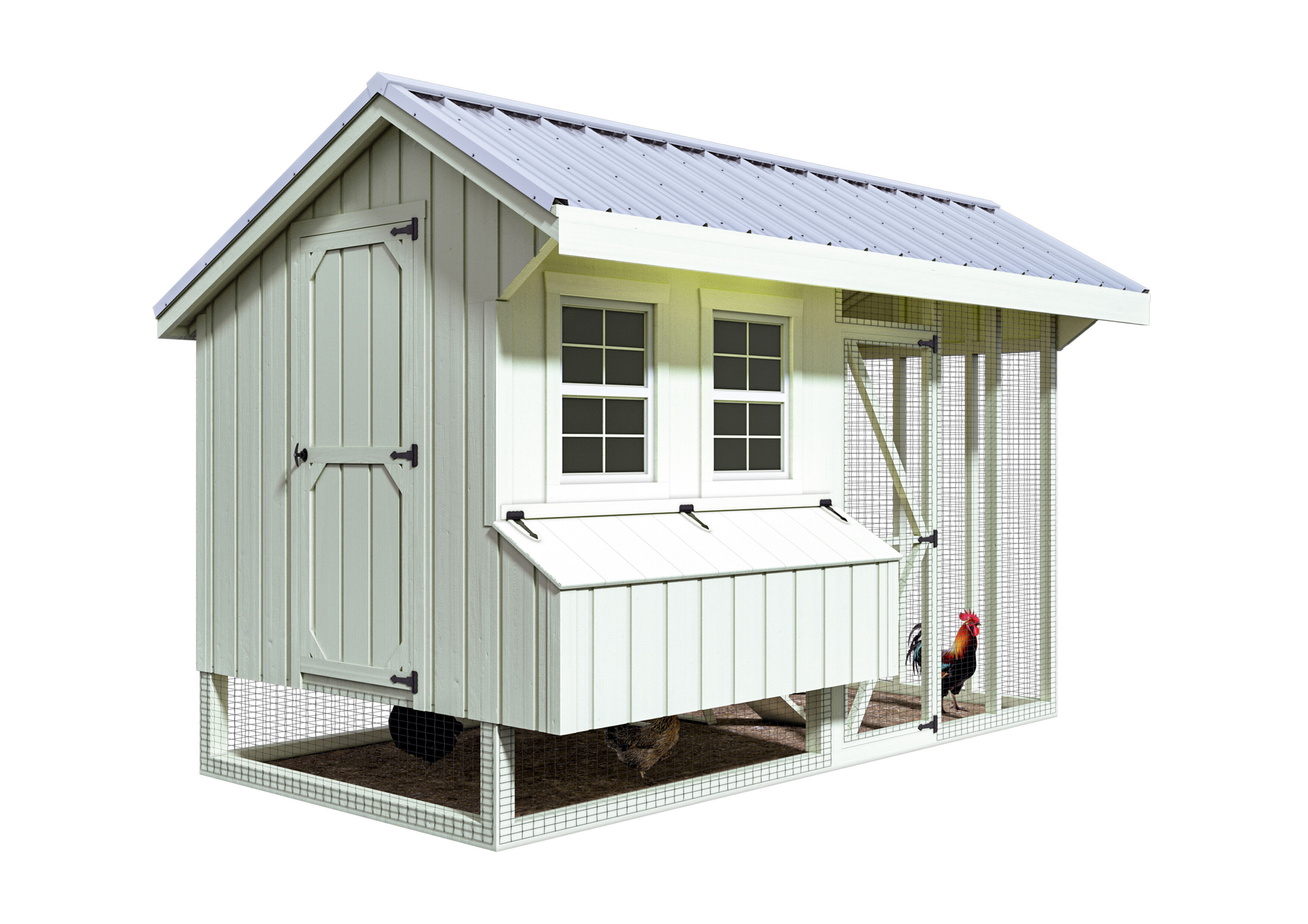 Hen hause white for 14-16 chickens 3D model_1