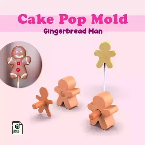 Gingerbread Man Cake Mold Christmas Cake Pop Mold 3D print model