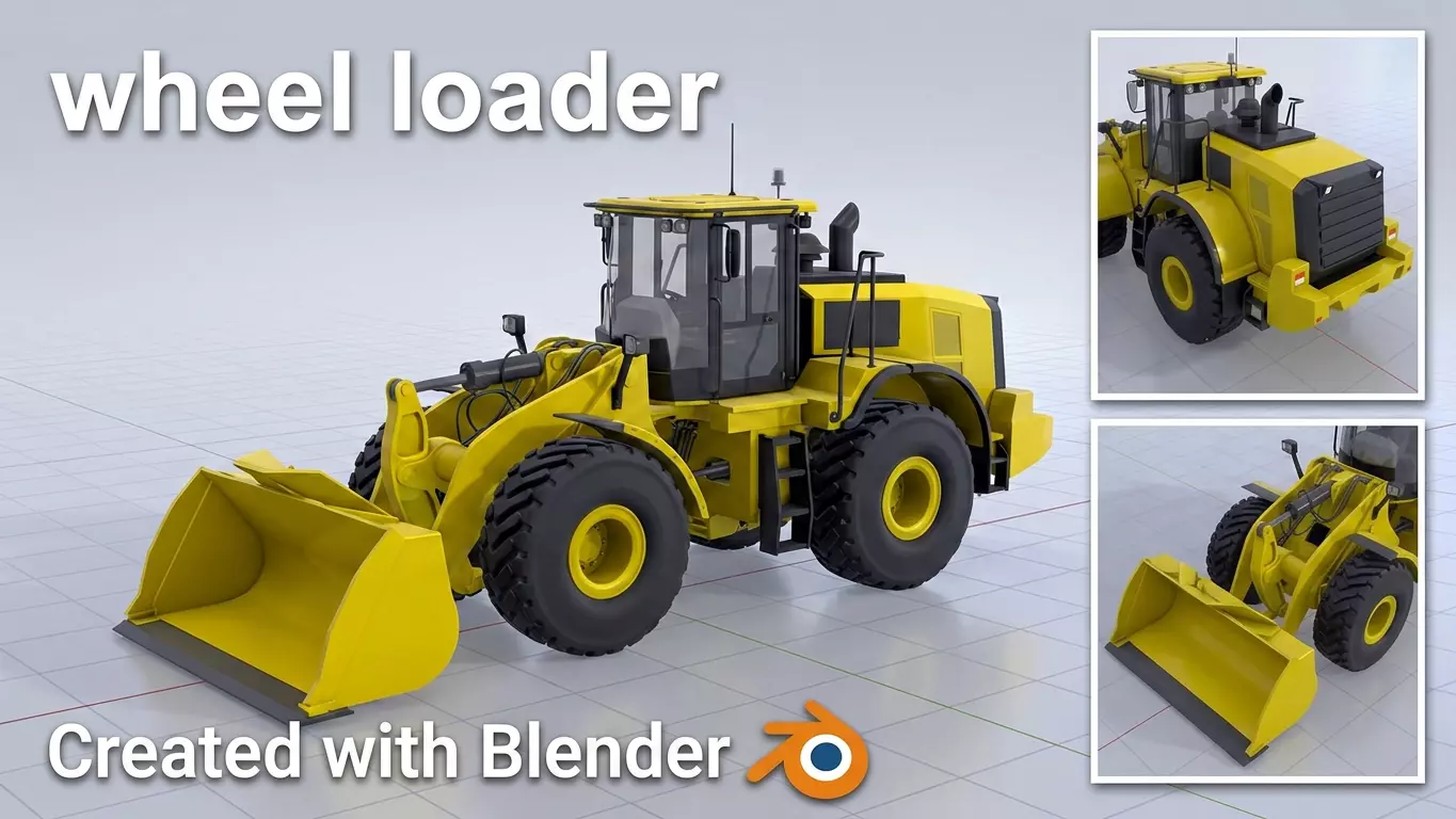 Wheel Loader yellow Low-poly 3D model