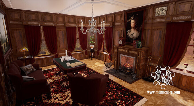 Victorian living room interior 3D model