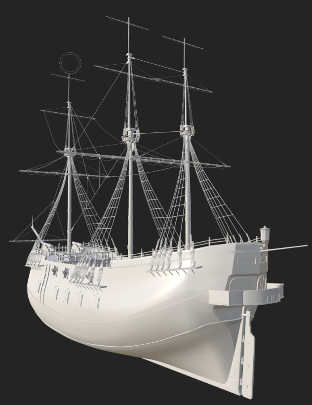 3D Galleon model with UV unwrap and textures 3D model_6