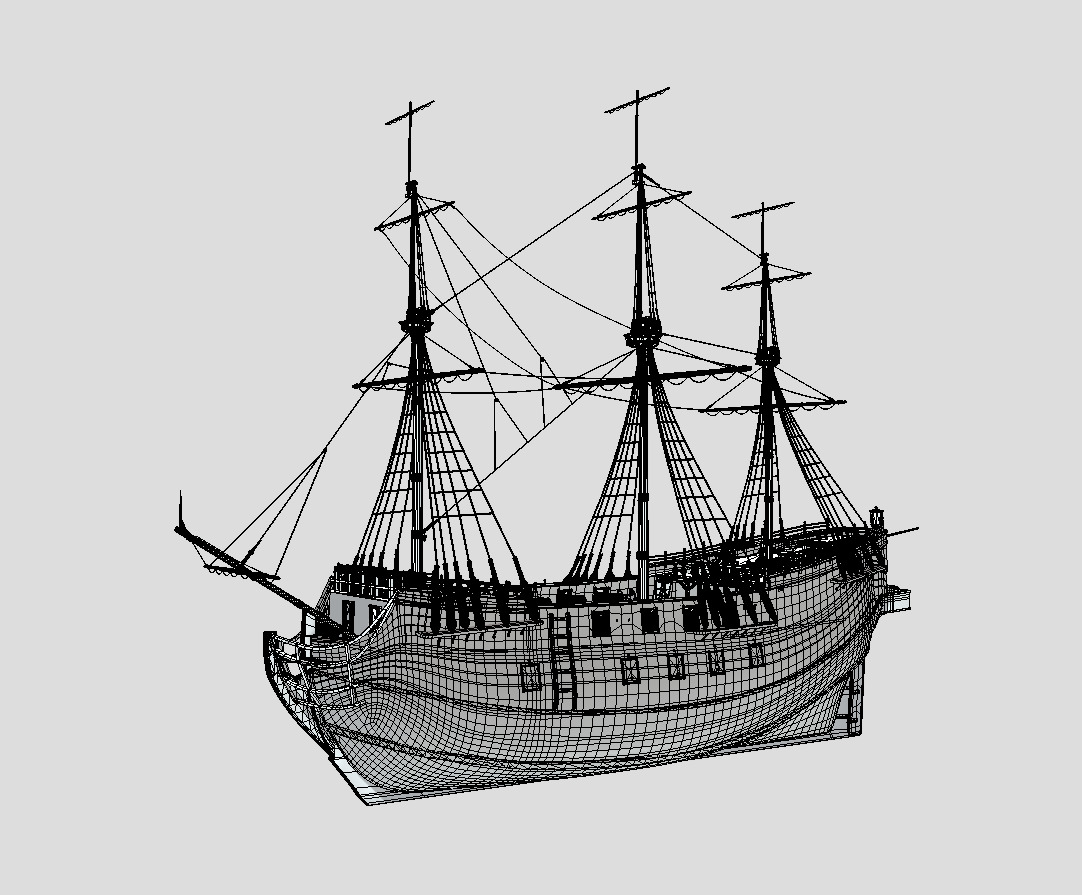 3D Galleon model with UV unwrap and textures 3D model_2