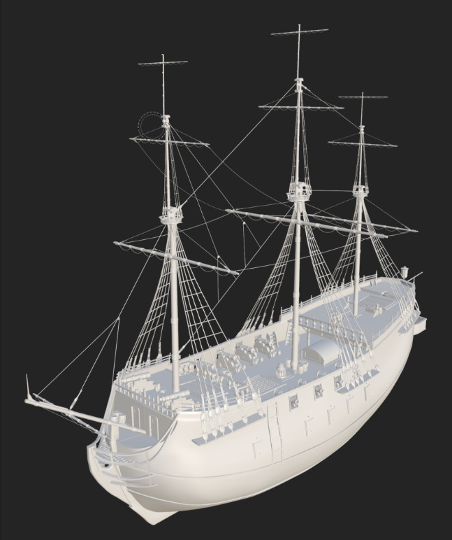 3D Galleon model with UV unwrap and textures 3D model_5