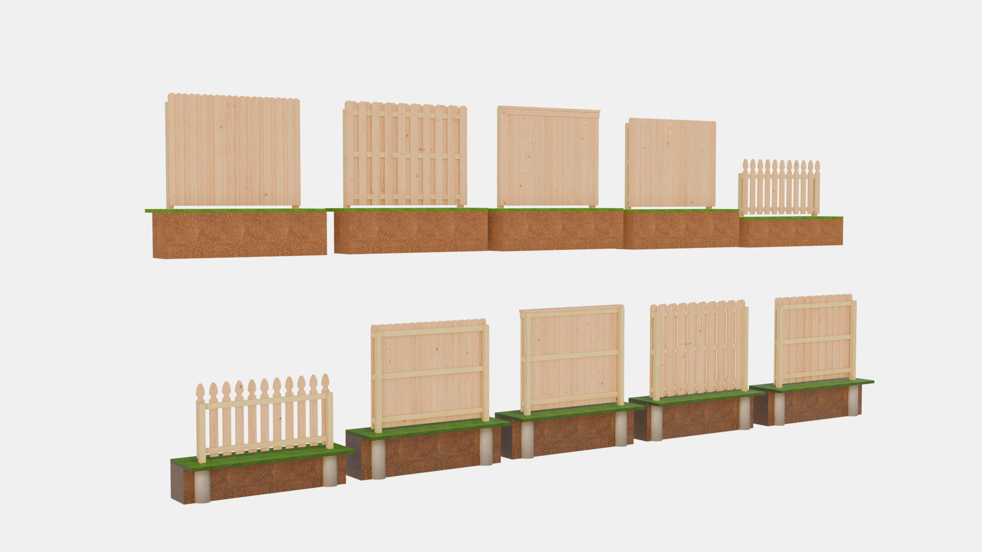 Wooden Fences 3D model_2