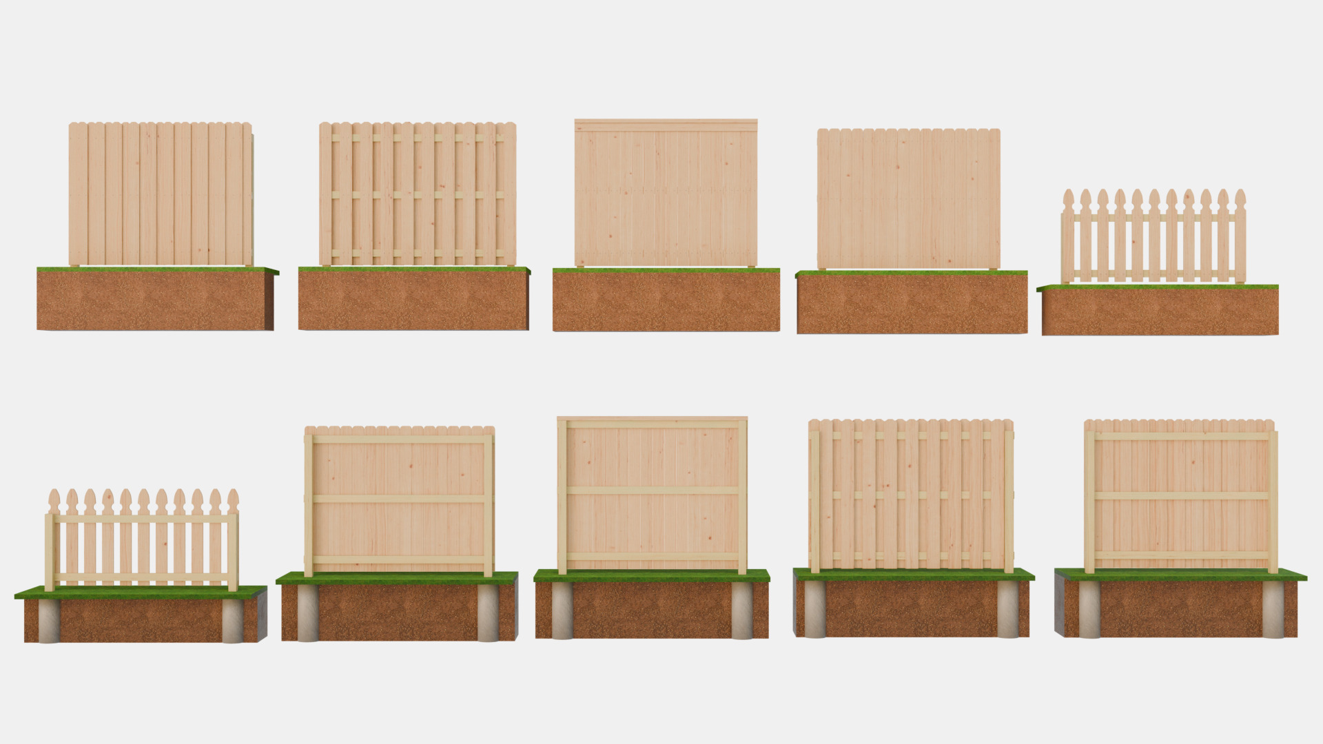 Wooden Fences 3D model_1