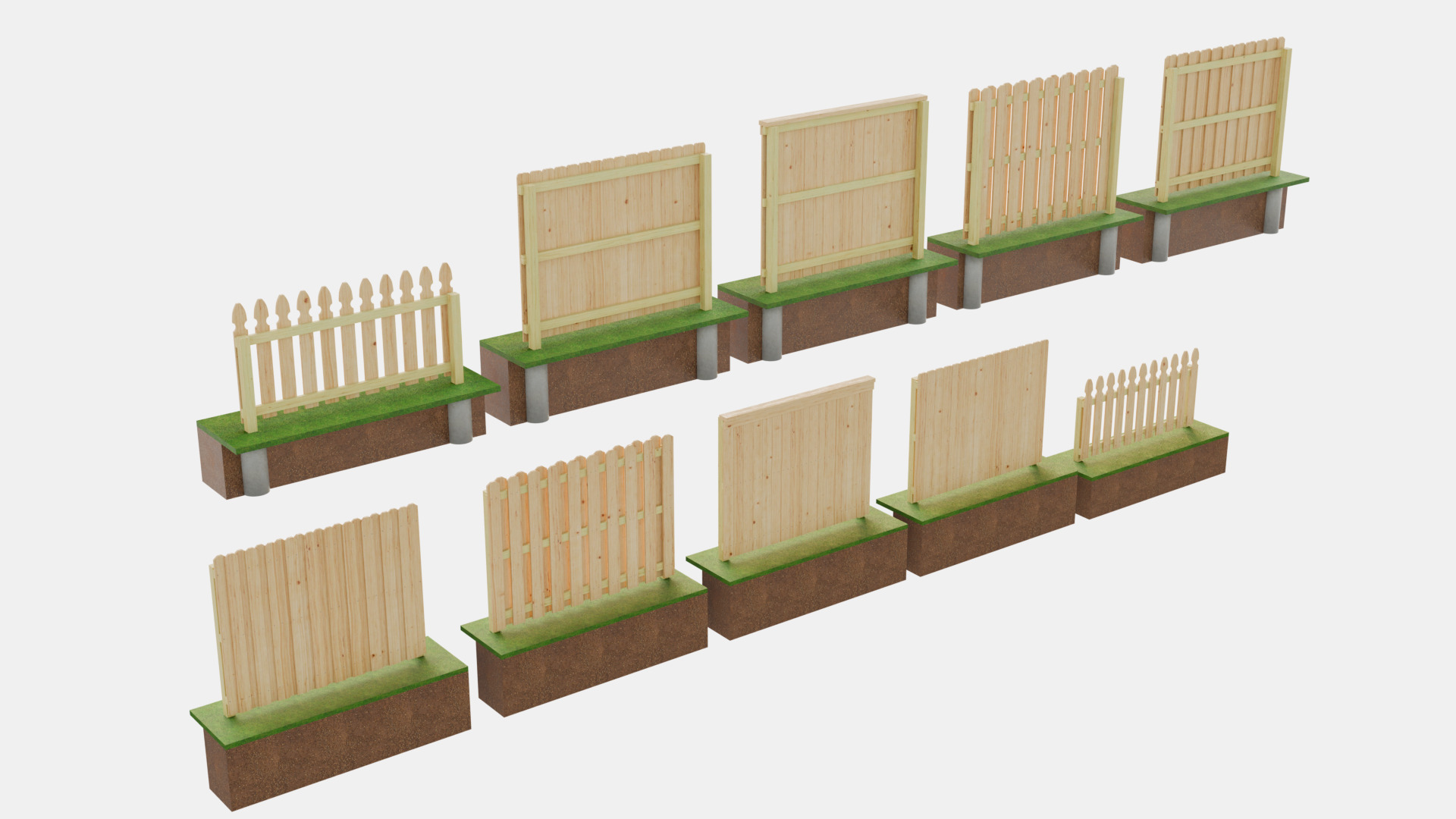 Wooden Fences 3D model_4