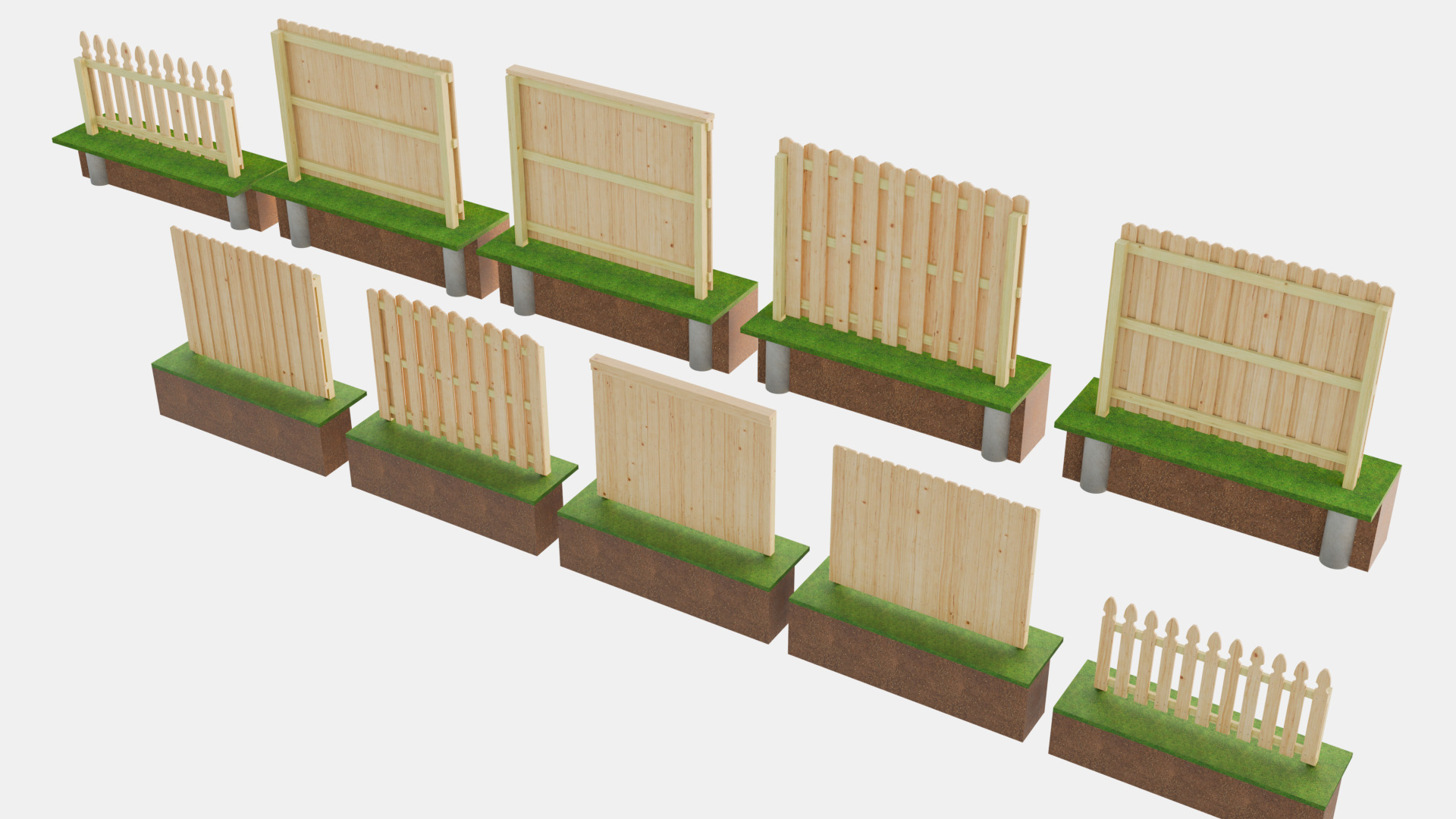Wooden Fences 3D model_3