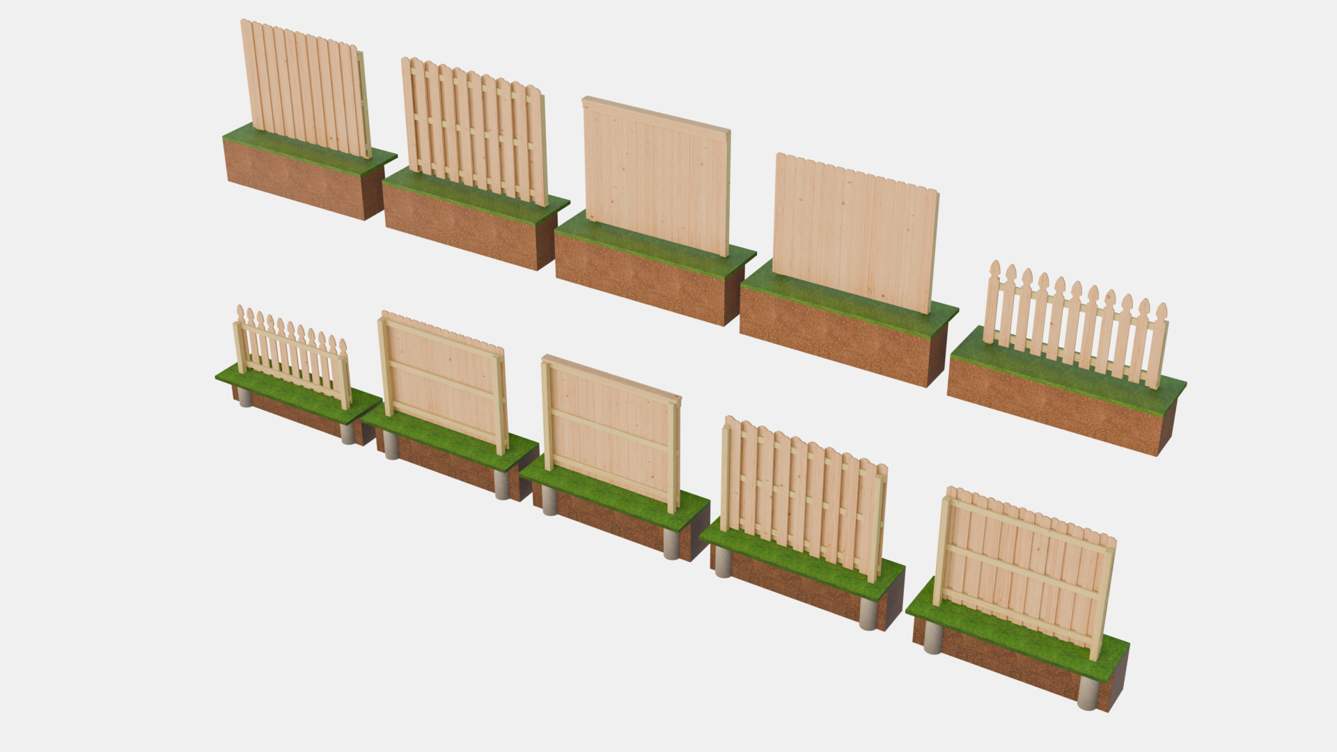 Wooden Fences 3D model_5