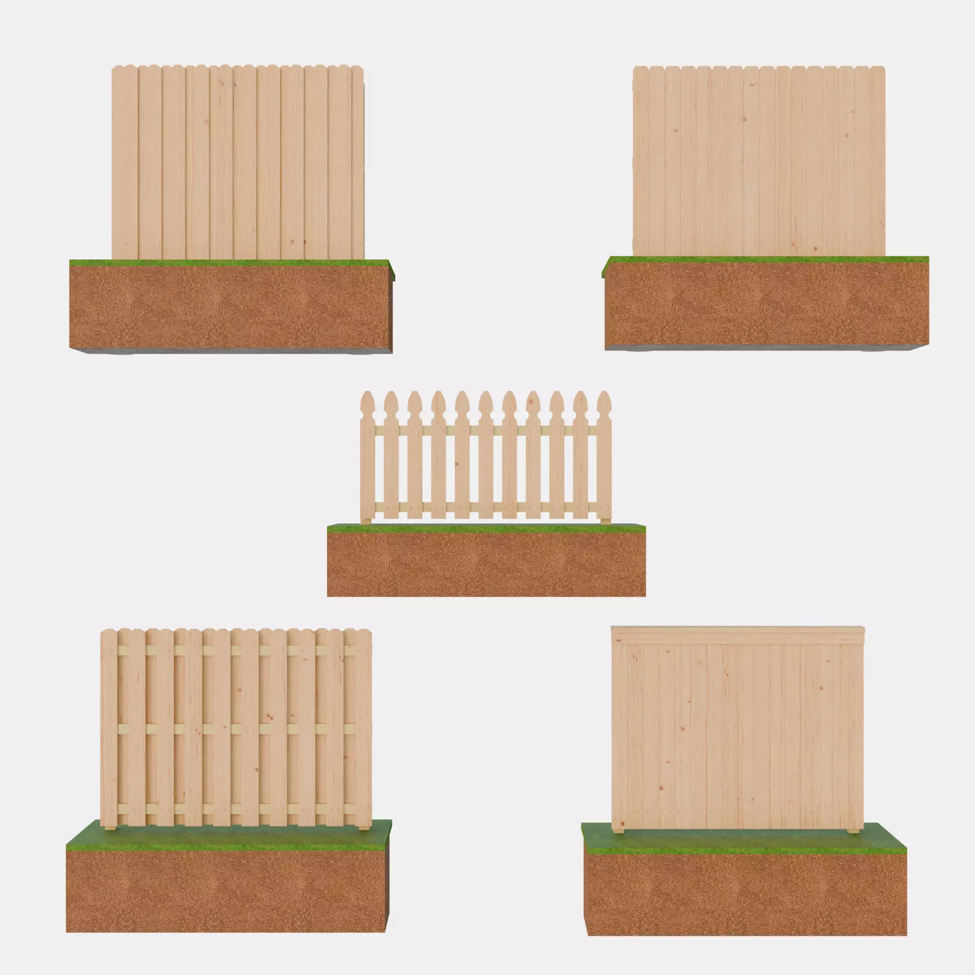 Wooden Fences 3D model_0