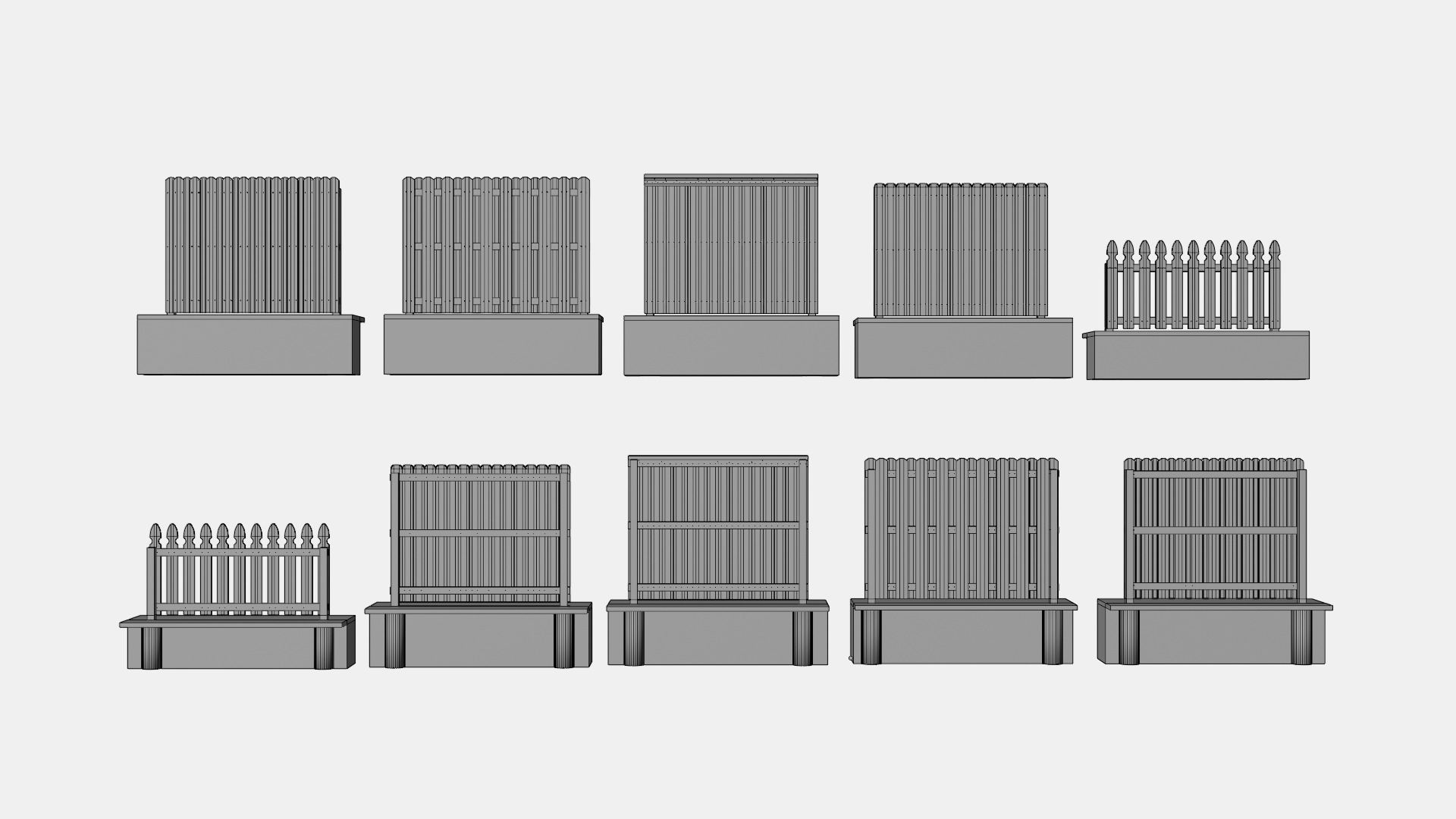 Wooden Fences 3D model_6
