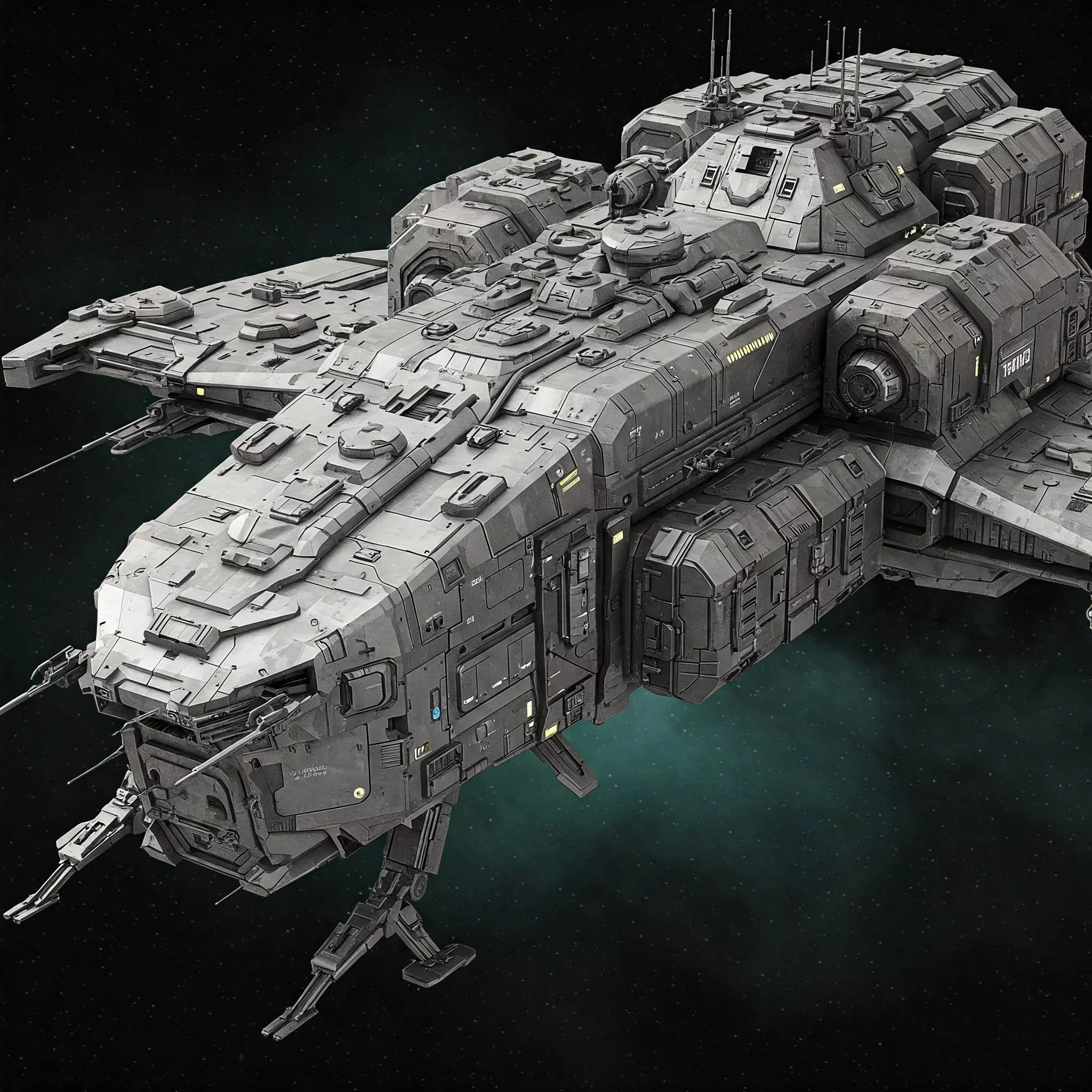 Titan-Class Heavy Assault Spaceship  Sci-Fi 3D Model Low-poly 3D model_0