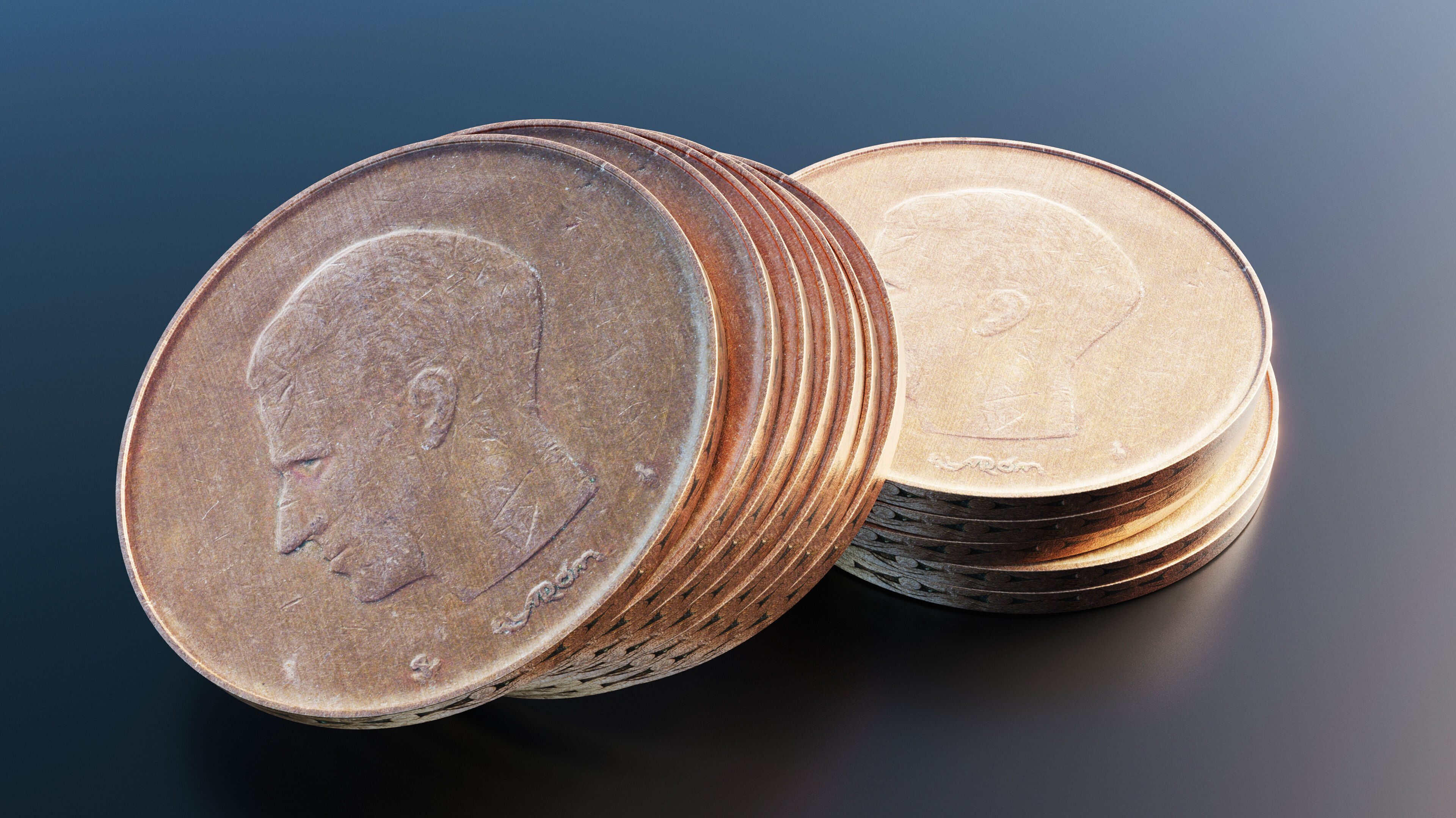 Belgian 20 Franc coin Low-poly 3D model_8