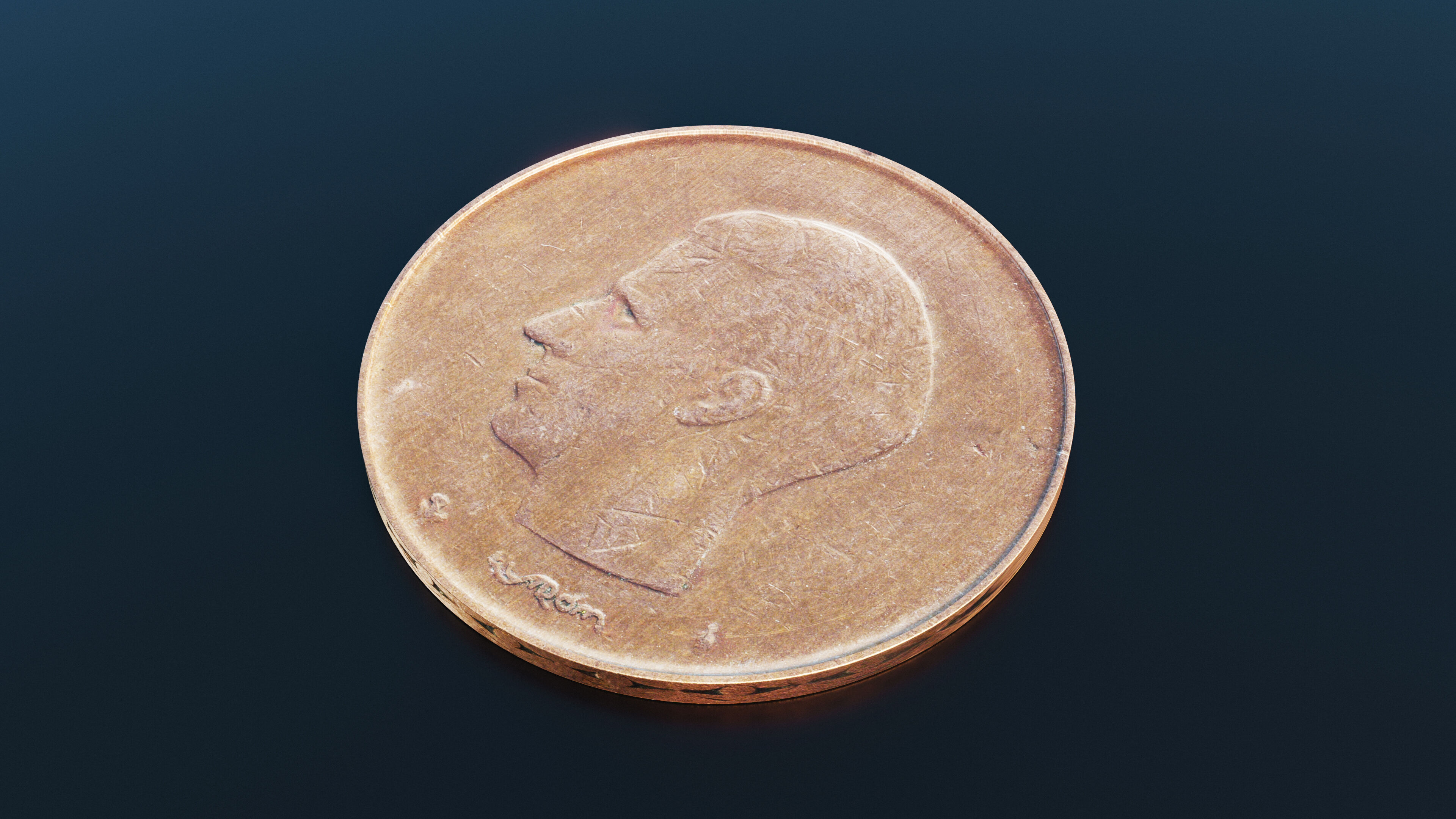 Belgian 20 Franc coin Low-poly 3D model_3