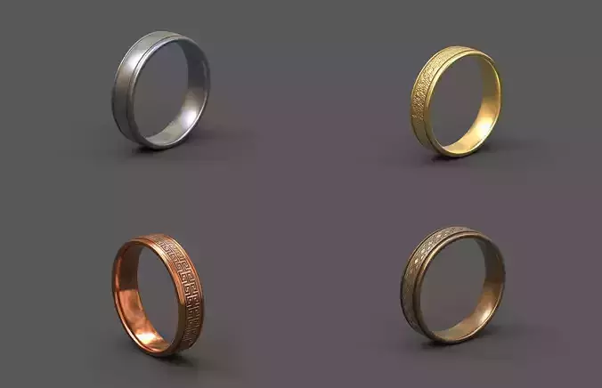 High-Quality 3D Ring Model Pack 4 Low-poly 3D model