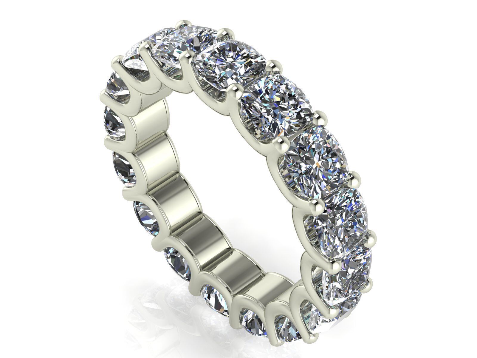 U - Shaped Eternity Bands - Square Cushion - Various stone sizes 3D print model_6