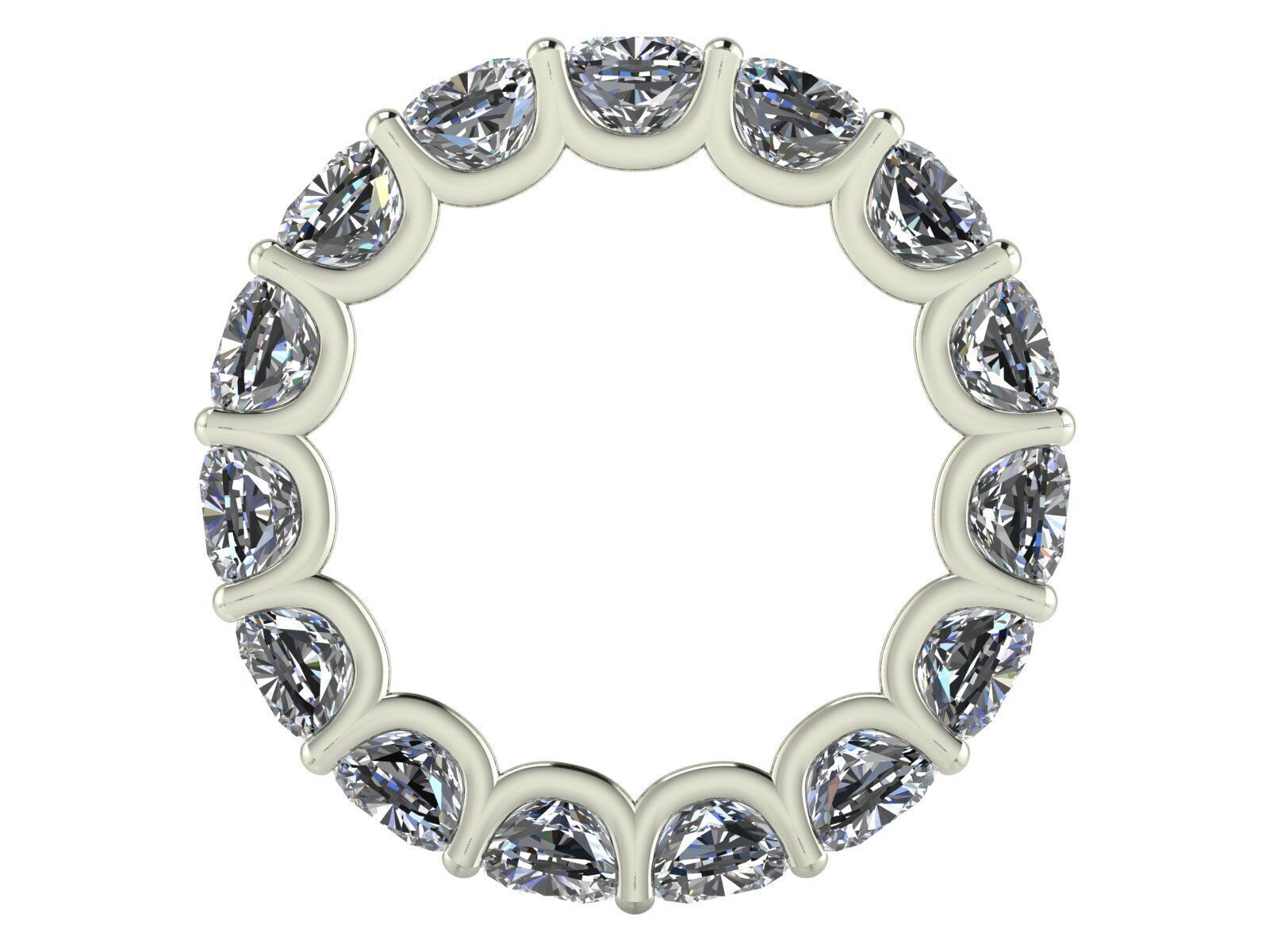 U - Shaped Eternity Bands - Square Cushion - Various stone sizes 3D print model_5