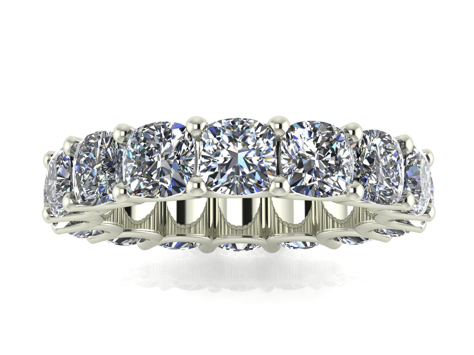 U - Shaped Eternity Bands - Square Cushion - Various stone sizes 3D print model_9