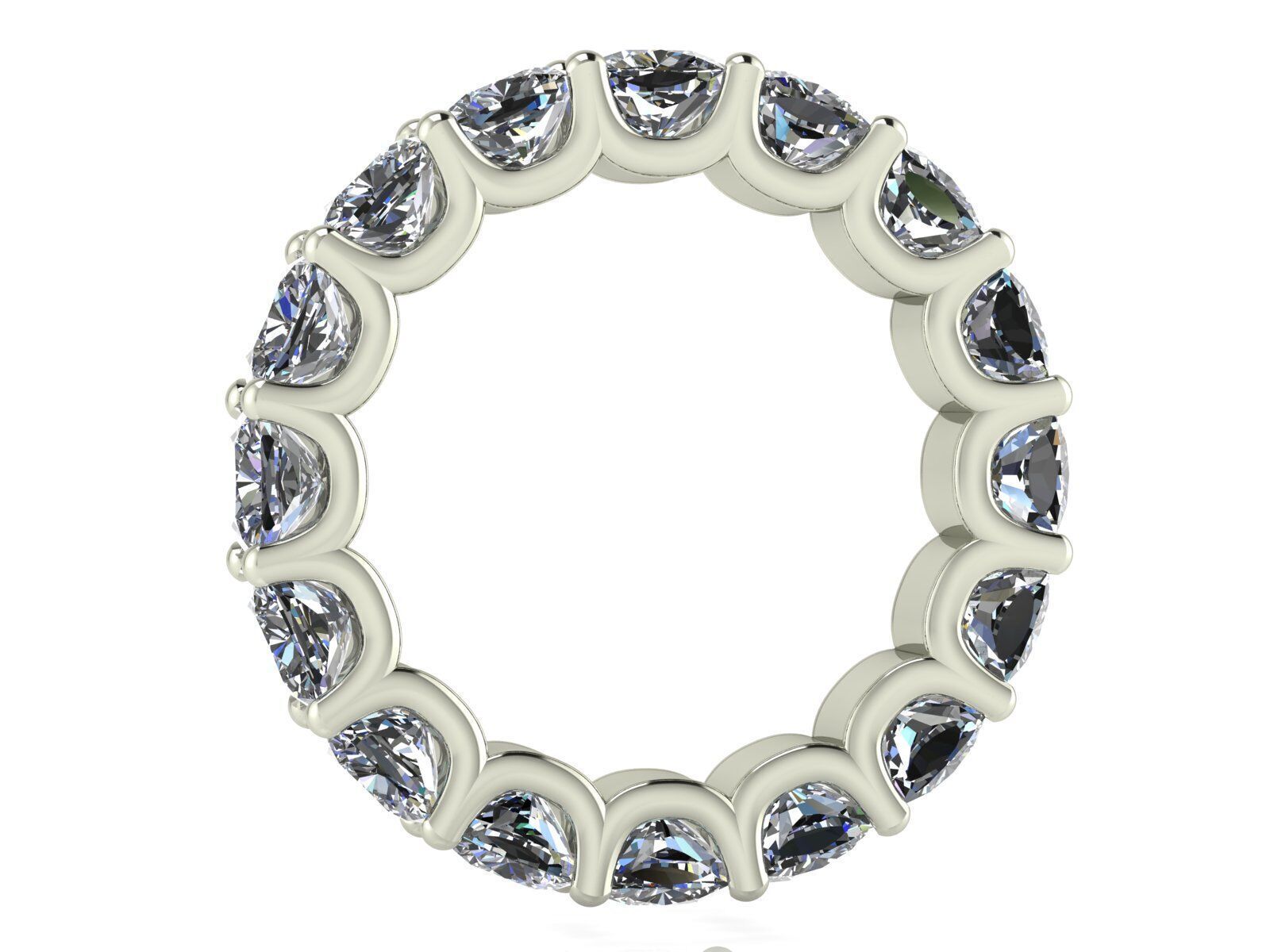 U - Shaped Eternity Bands - Square Cushion - Various stone sizes 3D print model_7