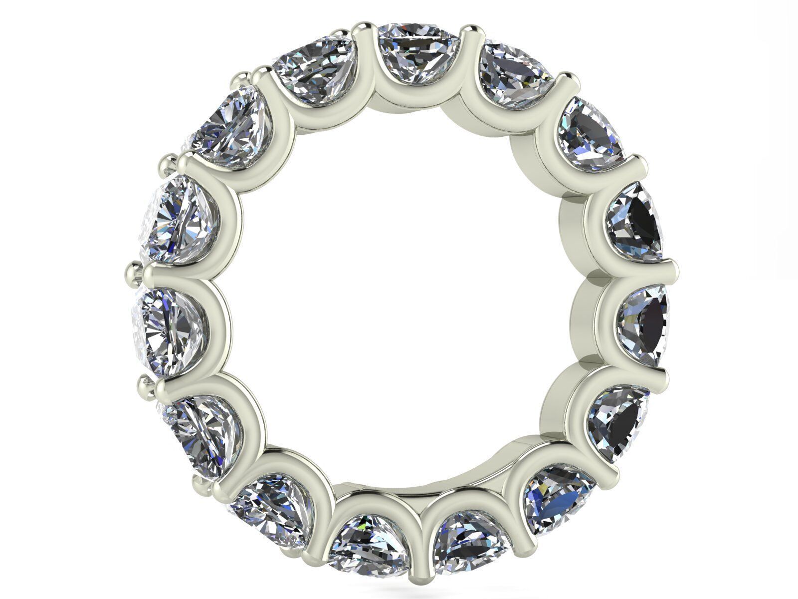 U - Shaped Eternity Bands - Square Cushion - Various stone sizes 3D print model_13