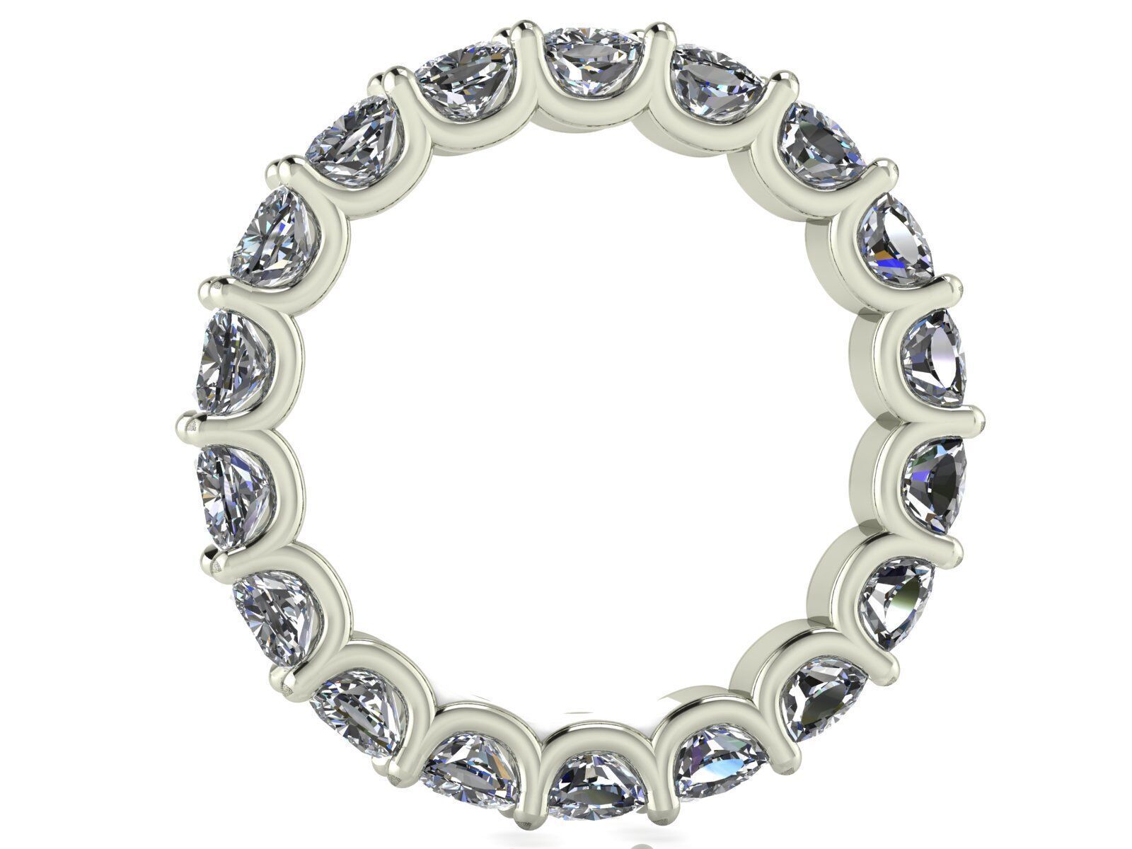 U - Shaped Eternity Bands - Square Cushion - Various stone sizes 3D print model_2