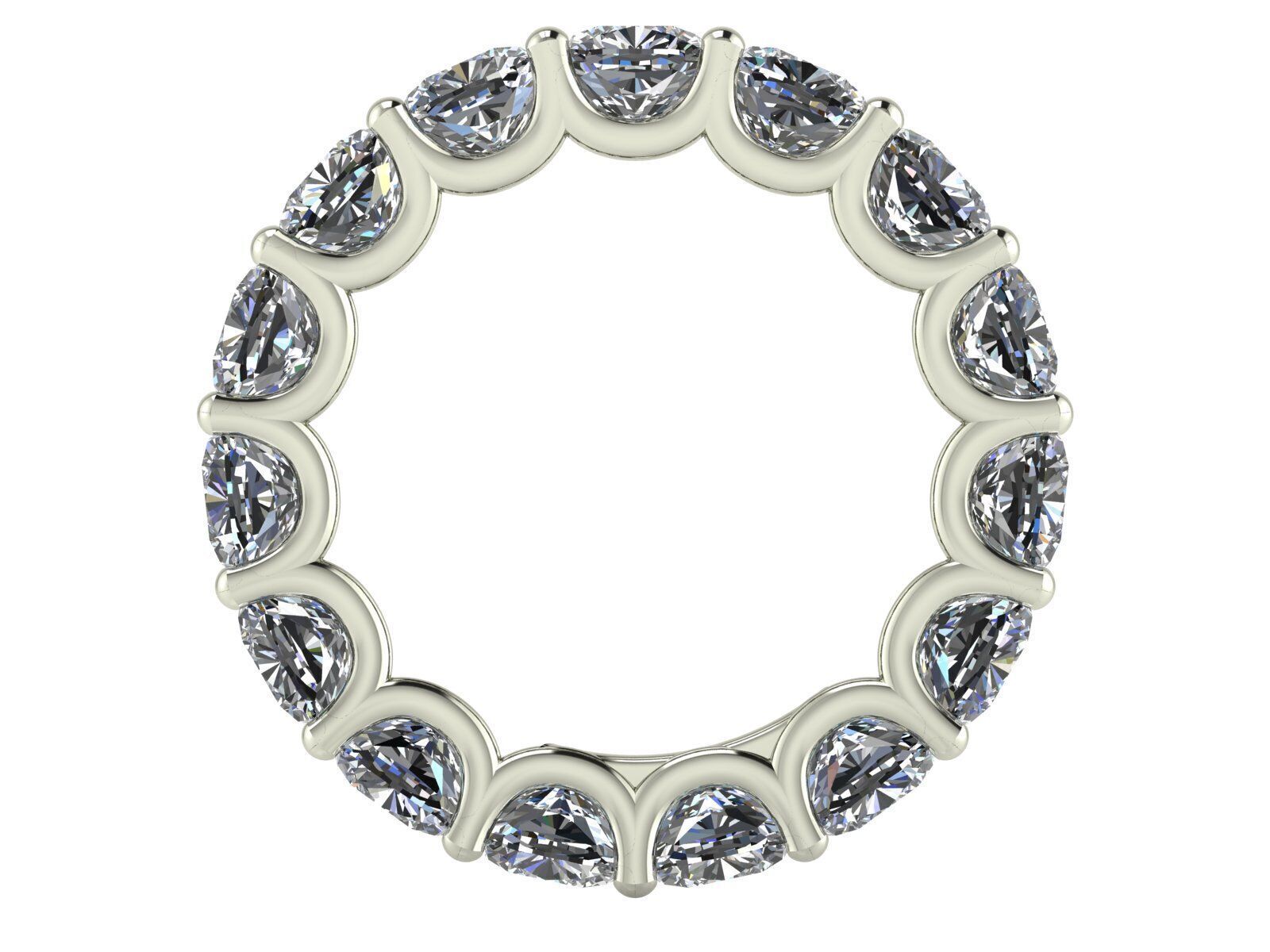 U - Shaped Eternity Bands - Square Cushion - Various stone sizes 3D print model_11