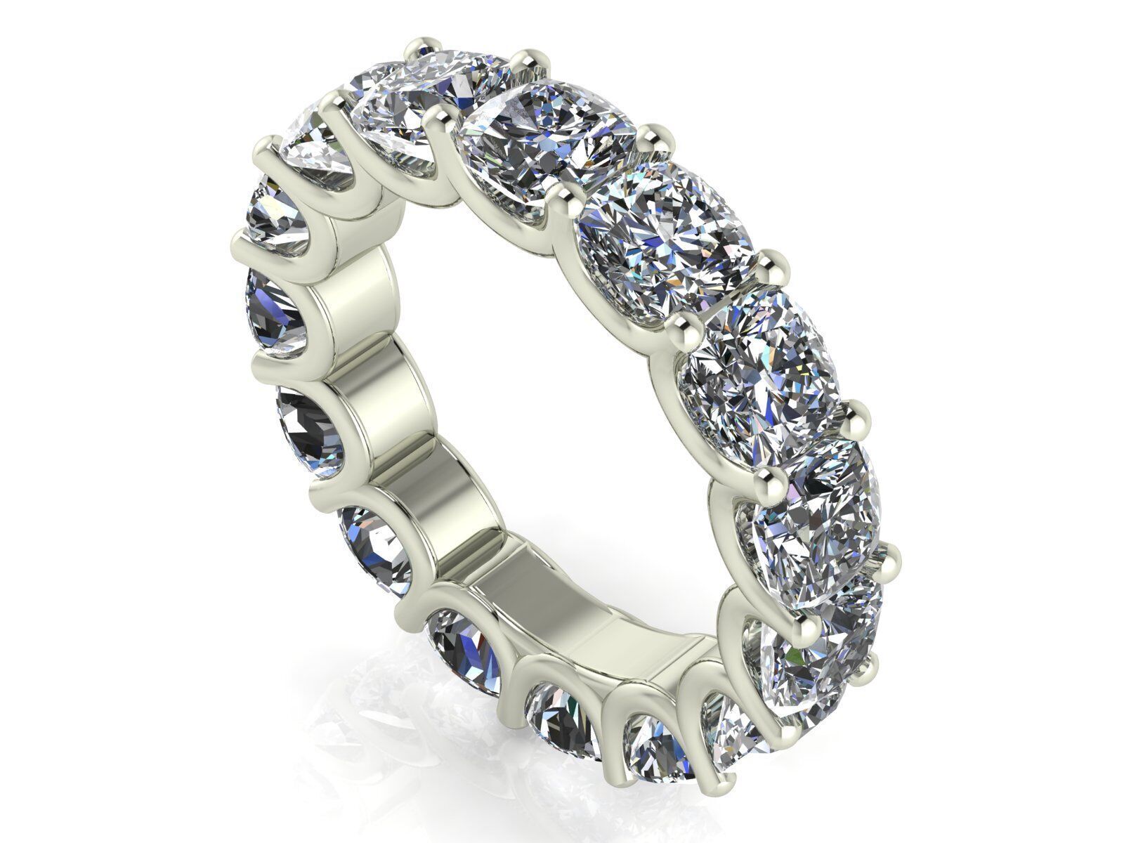 U - Shaped Eternity Bands - Square Cushion - Various stone sizes 3D print model_12