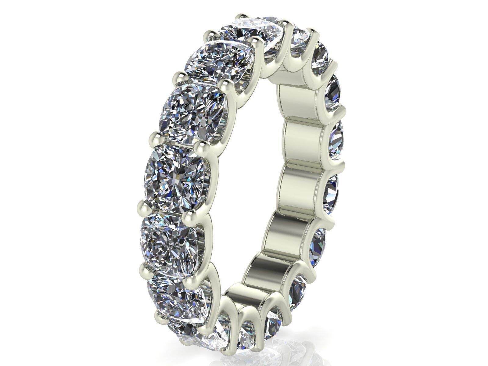 U - Shaped Eternity Bands - Square Cushion - Various stone sizes 3D print model_8
