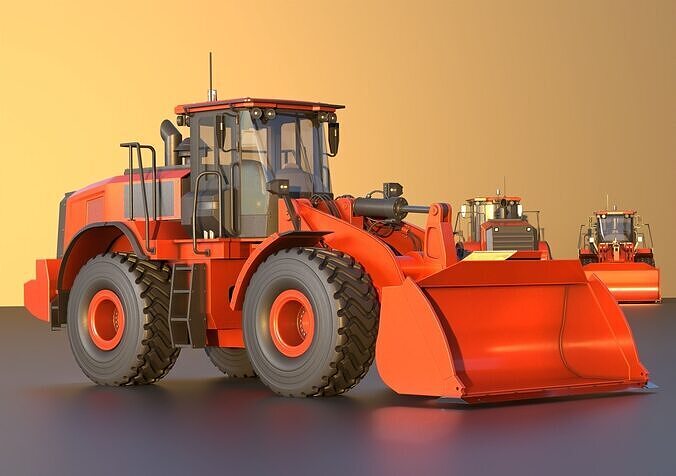 Wheel Loader Atlas Orange Low-poly 3D model