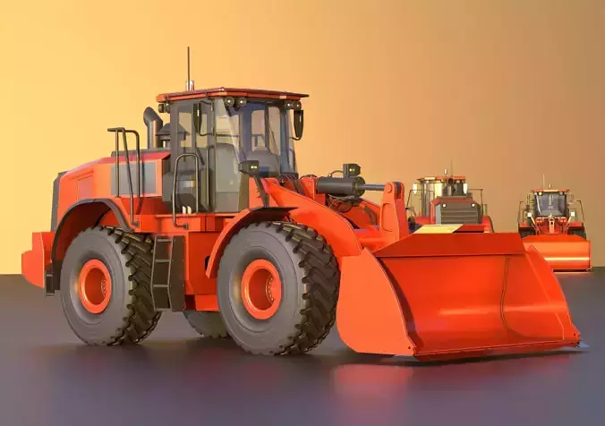 Wheel Loader Atlas Orange Low-poly 3D model