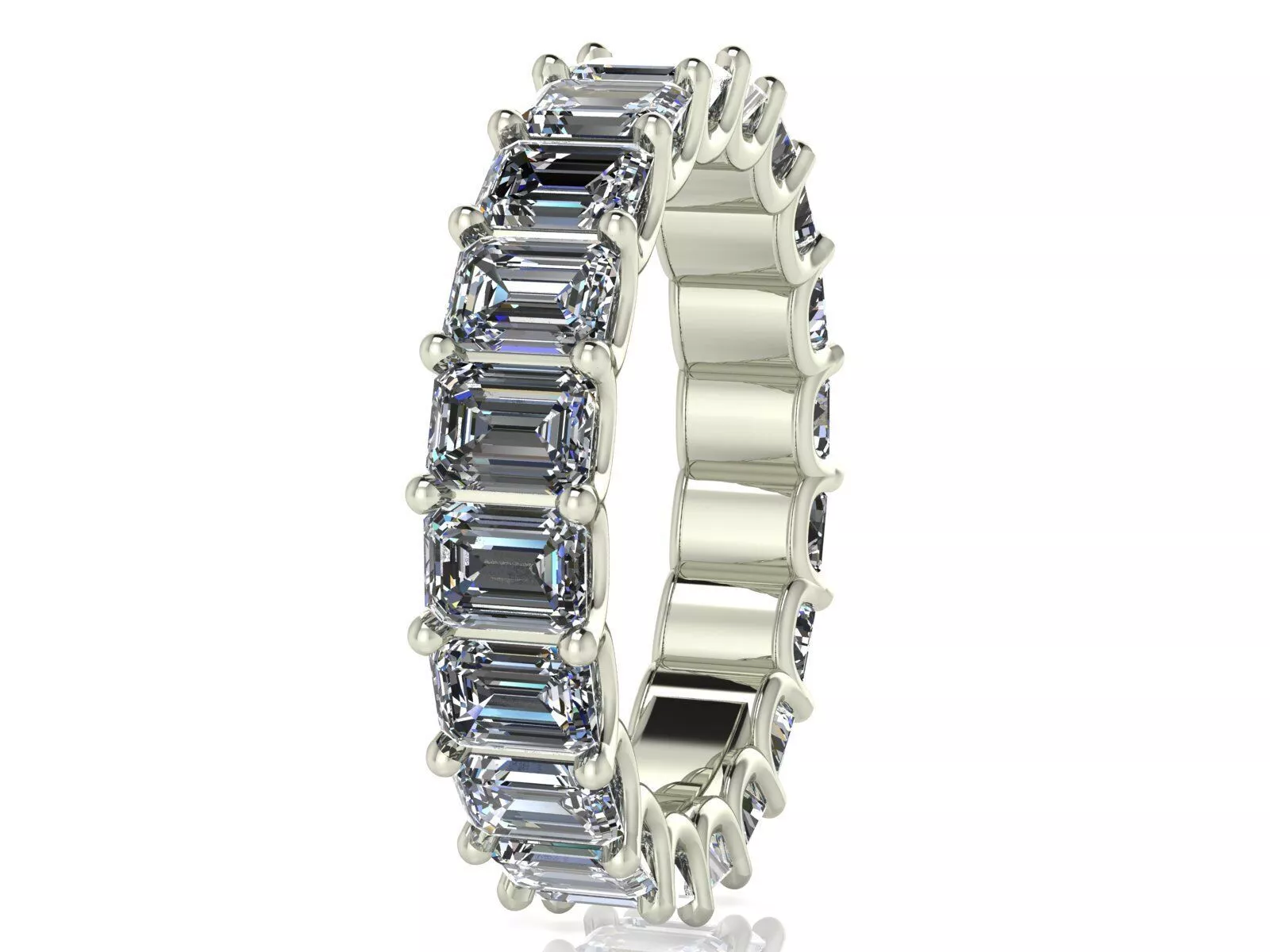 U - Shaped Eternity Bands - Emerald Cut - Various stone sizes 3D print model