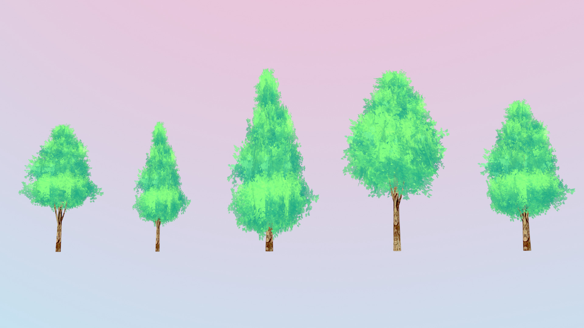 Stylized Anime Tree Pack Low-poly 3D model_3