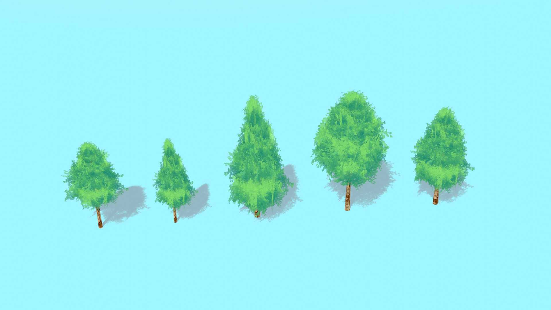 Stylized Anime Tree Pack Low-poly 3D model_5