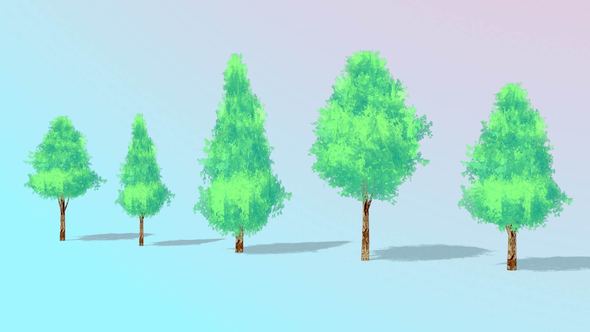 Stylized Anime Tree Pack Low-poly 3D model_2