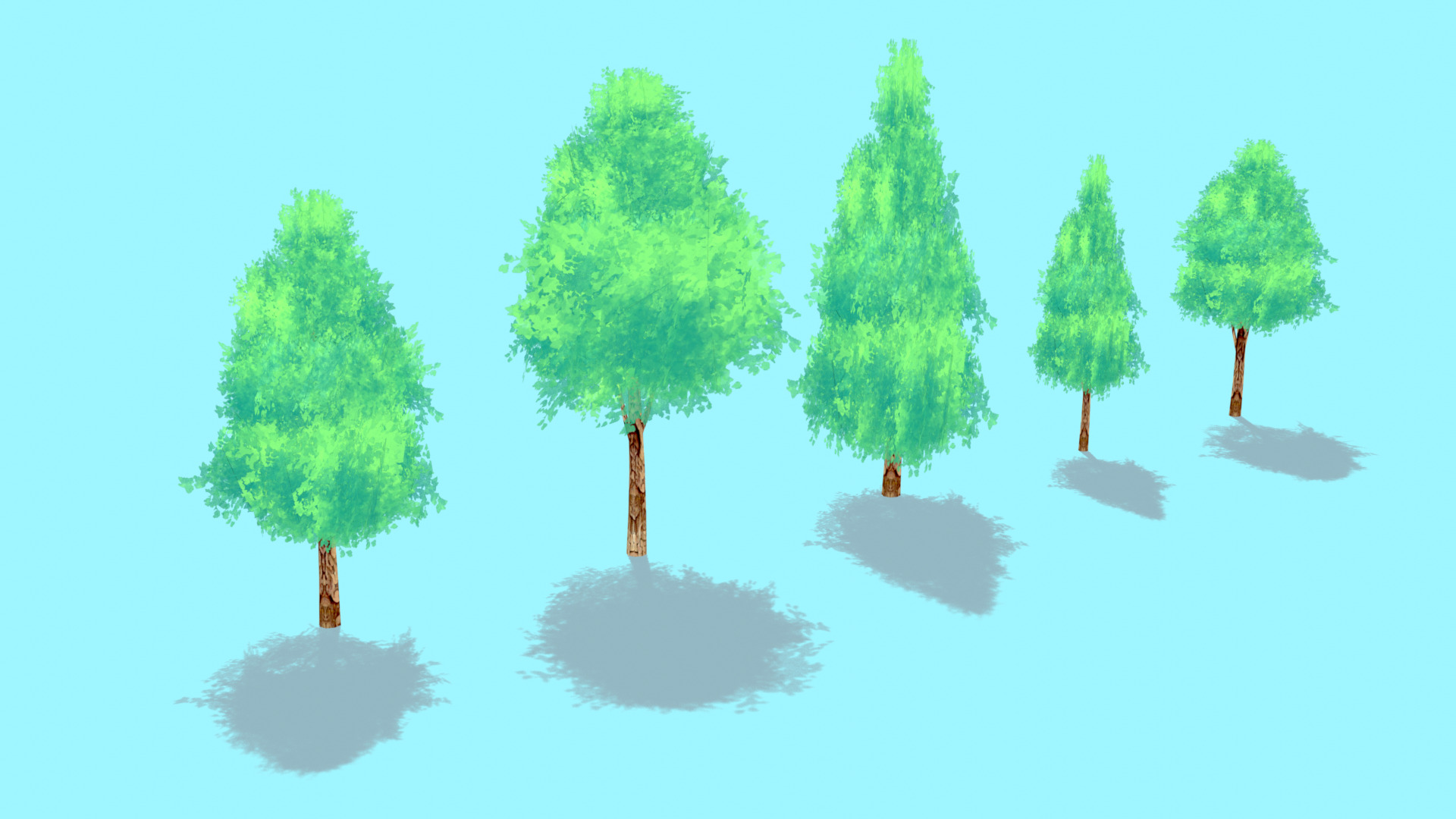 Stylized Anime Tree Pack Low-poly 3D model_4