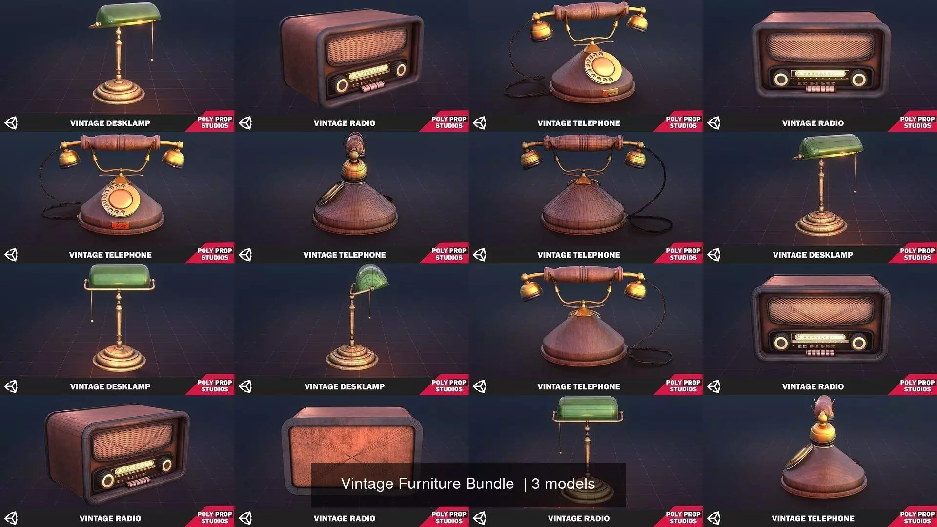 Vintage Furniture Bundle  3D Model Collection_0