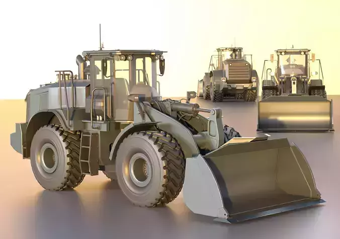 Wheel Loader Gray Blue Low-poly 3D model
