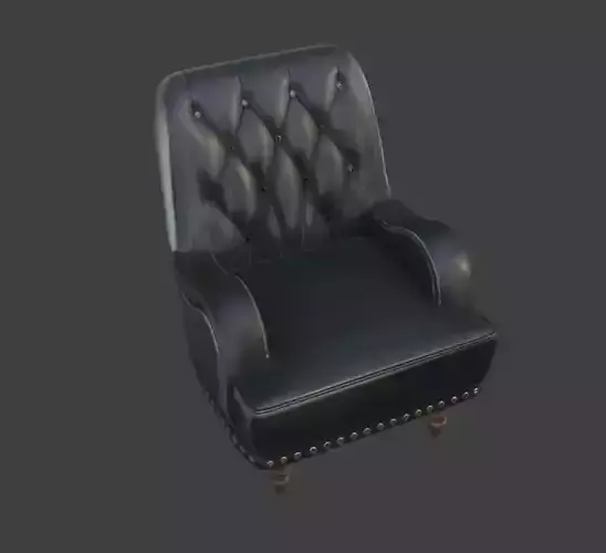 Black Leather Armchair Realistic Game-Ready 3D with PBR Textures
