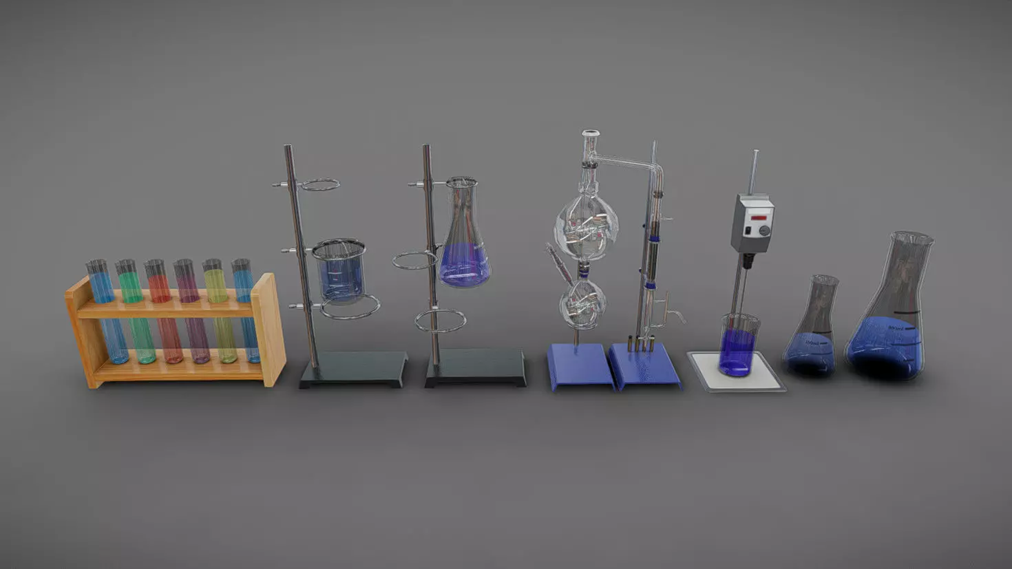 Chemistry Tools Low-poly 3D model_0
