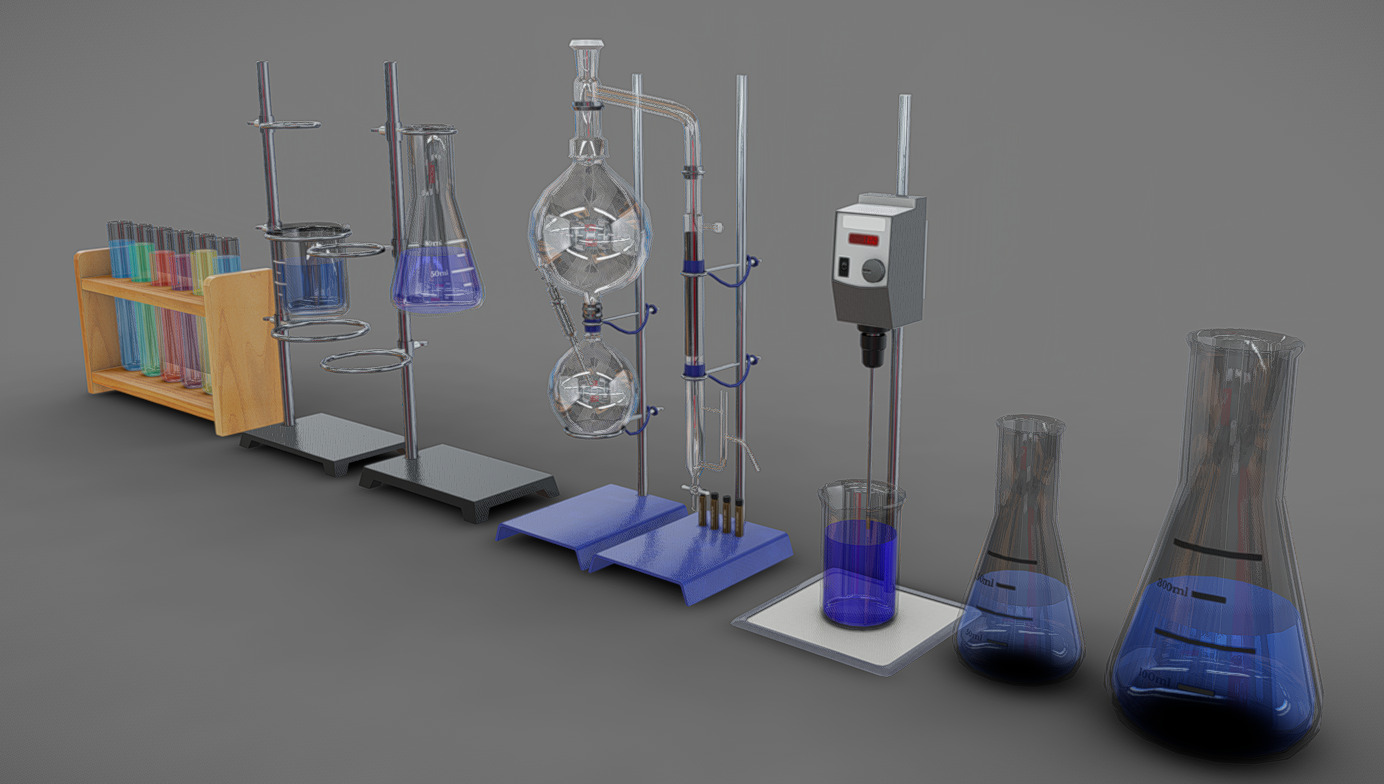 Chemistry Tools Low-poly 3D model_1