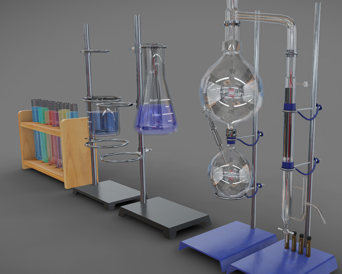 Chemistry Tools Low-poly 3D model_3